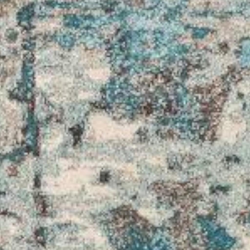 5' X 8' Ivory And Teal Abstract Area Rug-Area Rugs-DECOROLALA