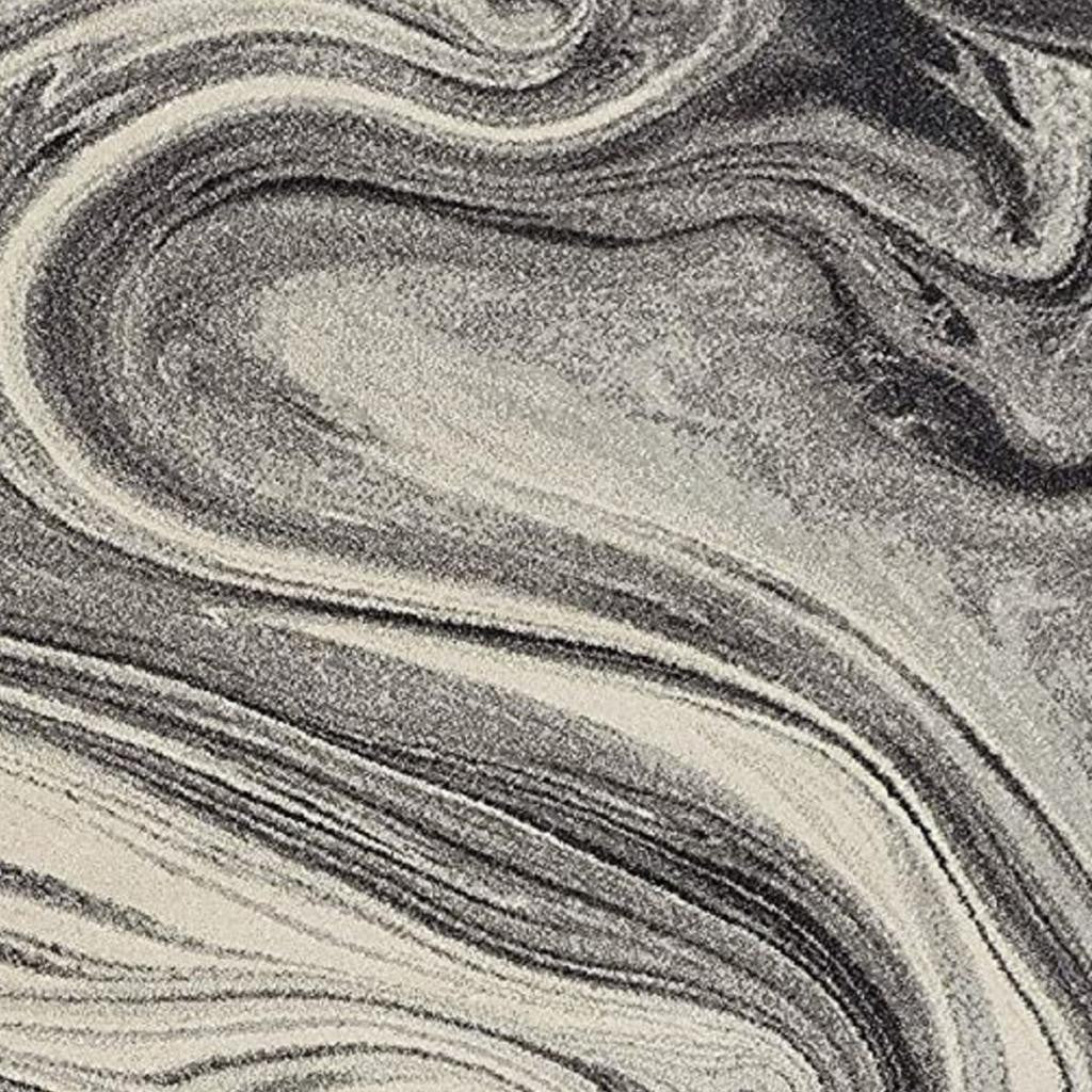 5' X 8' Ivory Black And Gray Abstract Area Rug-Area Rugs-DECOROLALA