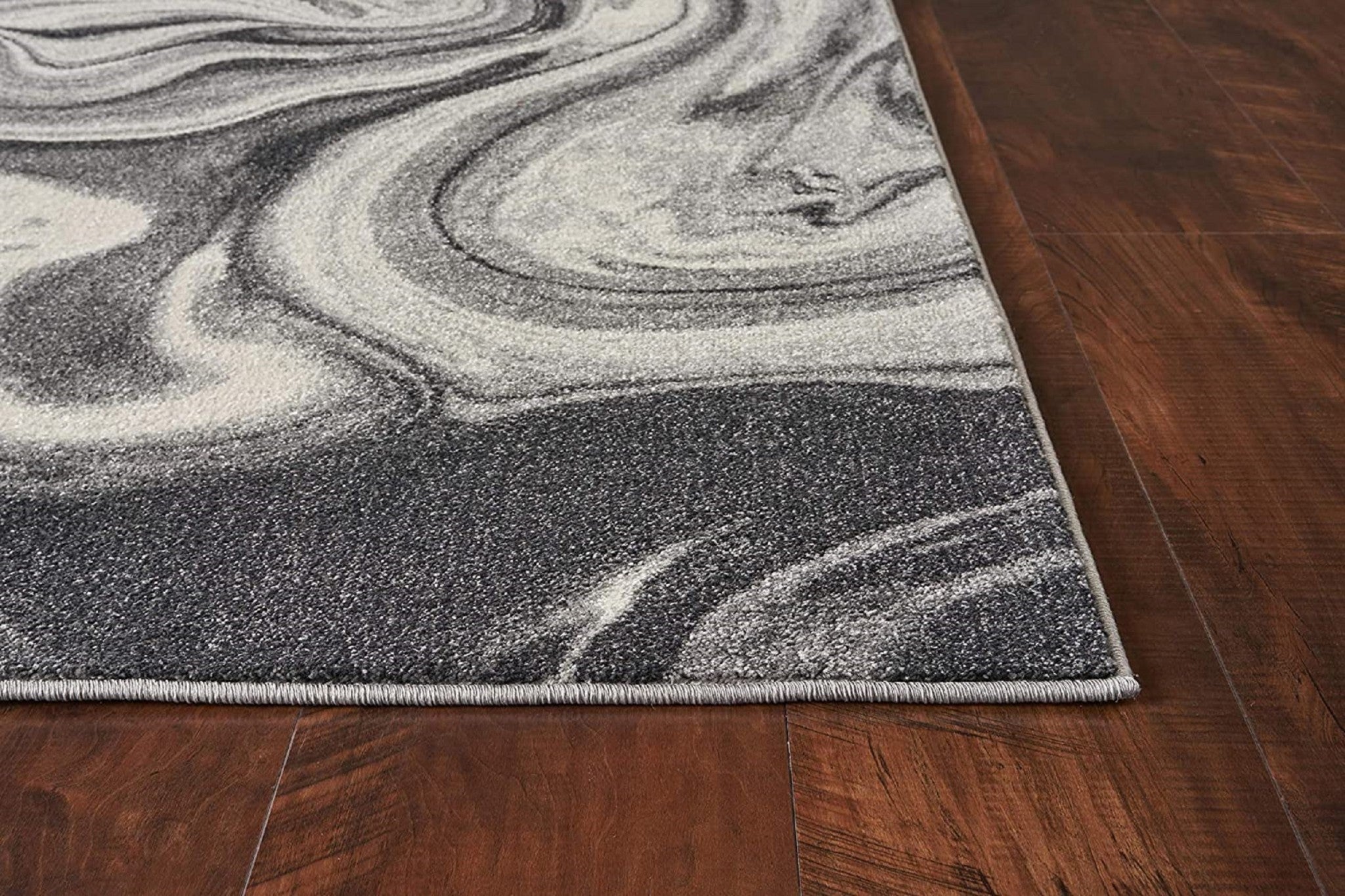 5' X 8' Ivory Black And Gray Abstract Area Rug-Area Rugs-DECOROLALA