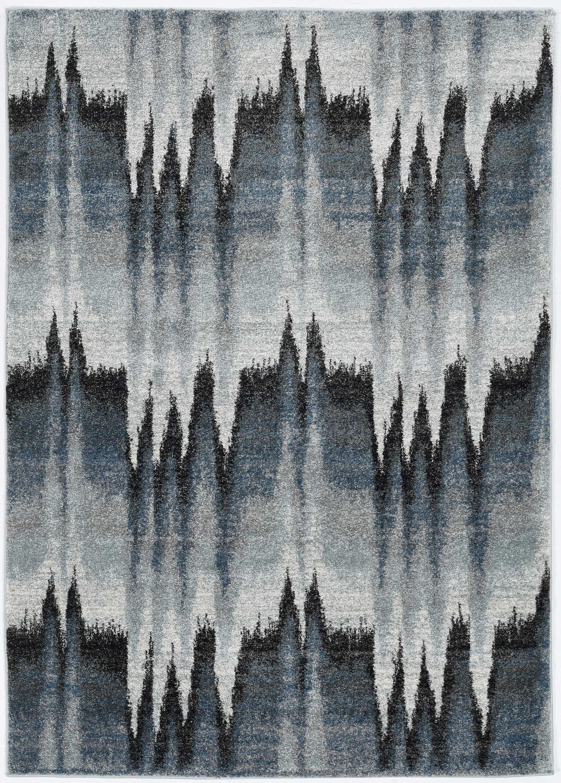 5' X 8' Ivory Blue And Gray Abstract Area Rug-Area Rugs-DECOROLALA