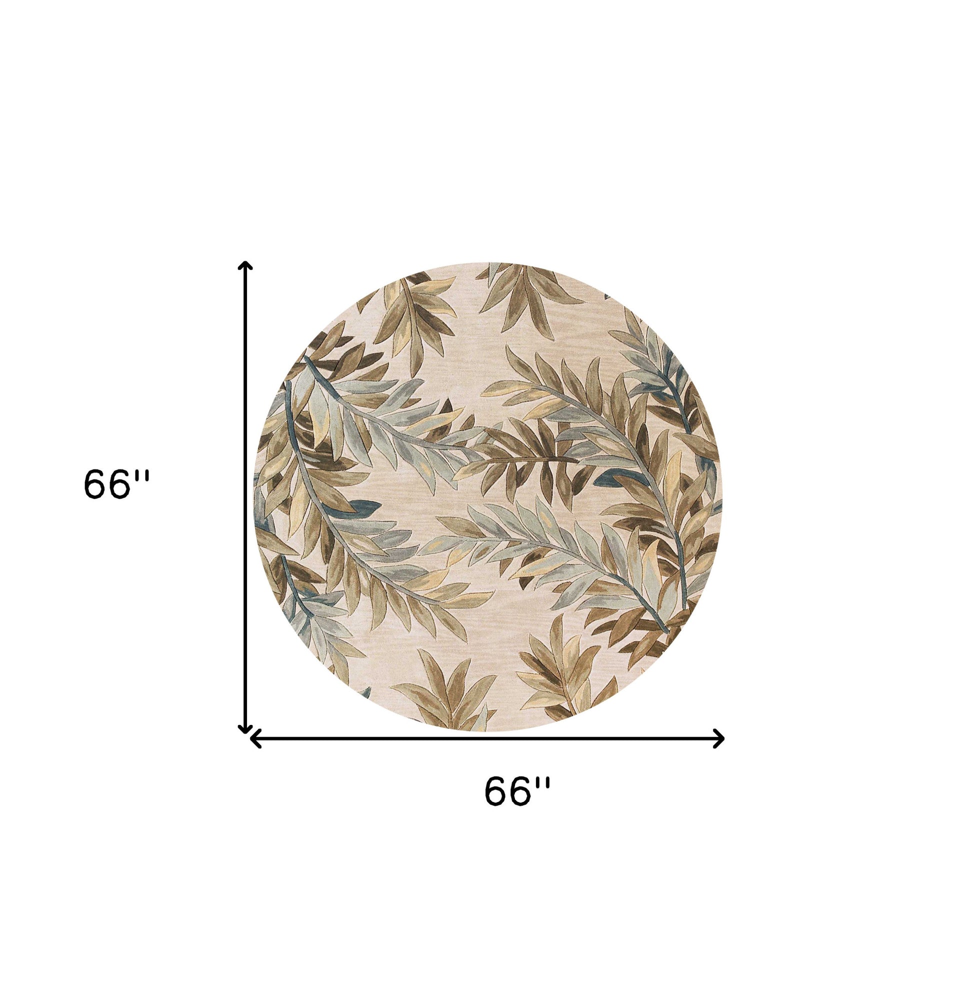 5' X 8' Ivory Brown And Blue Wool Botanical Leaves Hand Tufted Area Rug-Area Rugs-DECOROLALA