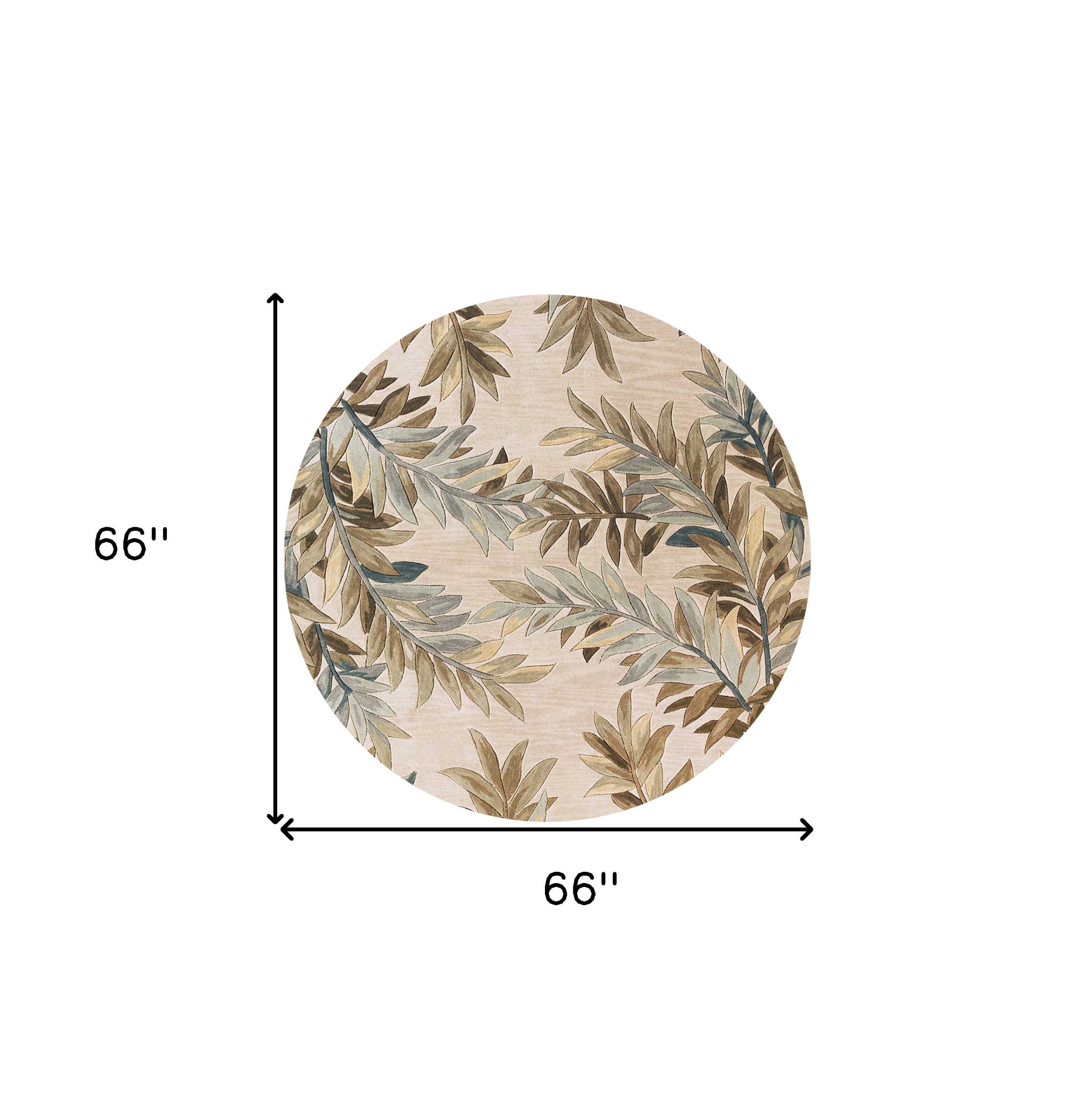 5' X 8' Ivory Brown And Blue Wool Botanical Leaves Hand Tufted Area Rug-Area Rugs-DECOROLALA