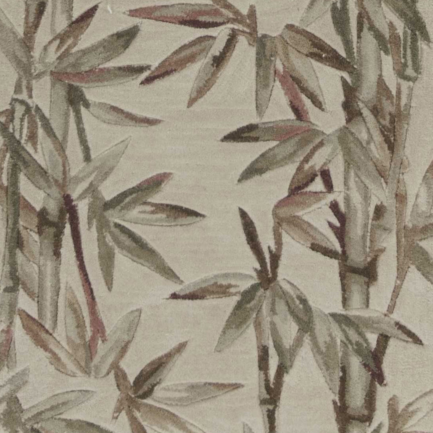 5' X 8' Ivory Green And Brown Wool Botanical Leaves Hand Tufted Area Rug-Area Rugs-DECOROLALA