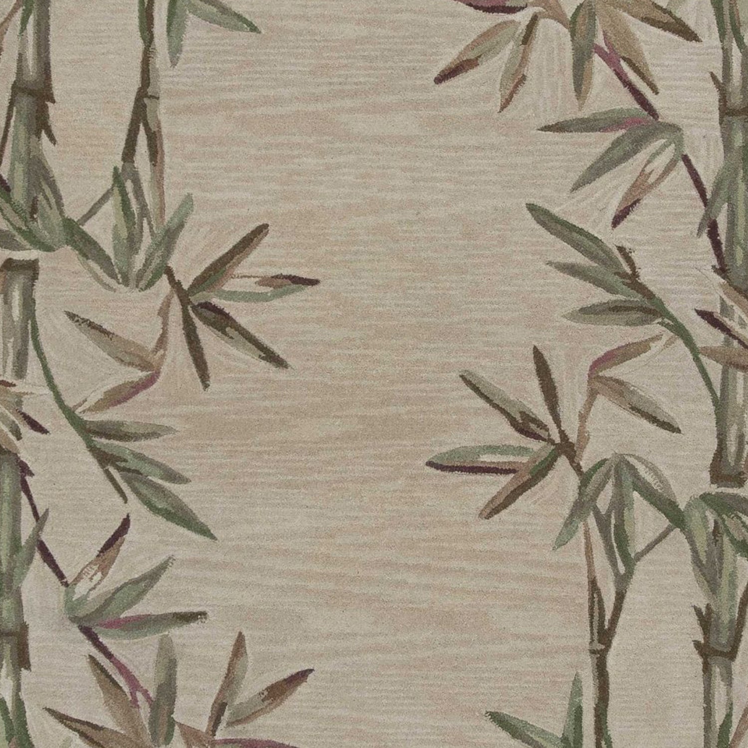 5' X 8' Ivory Green And Brown Wool Botanical Leaves Hand Tufted Area Rug-Area Rugs-DECOROLALA