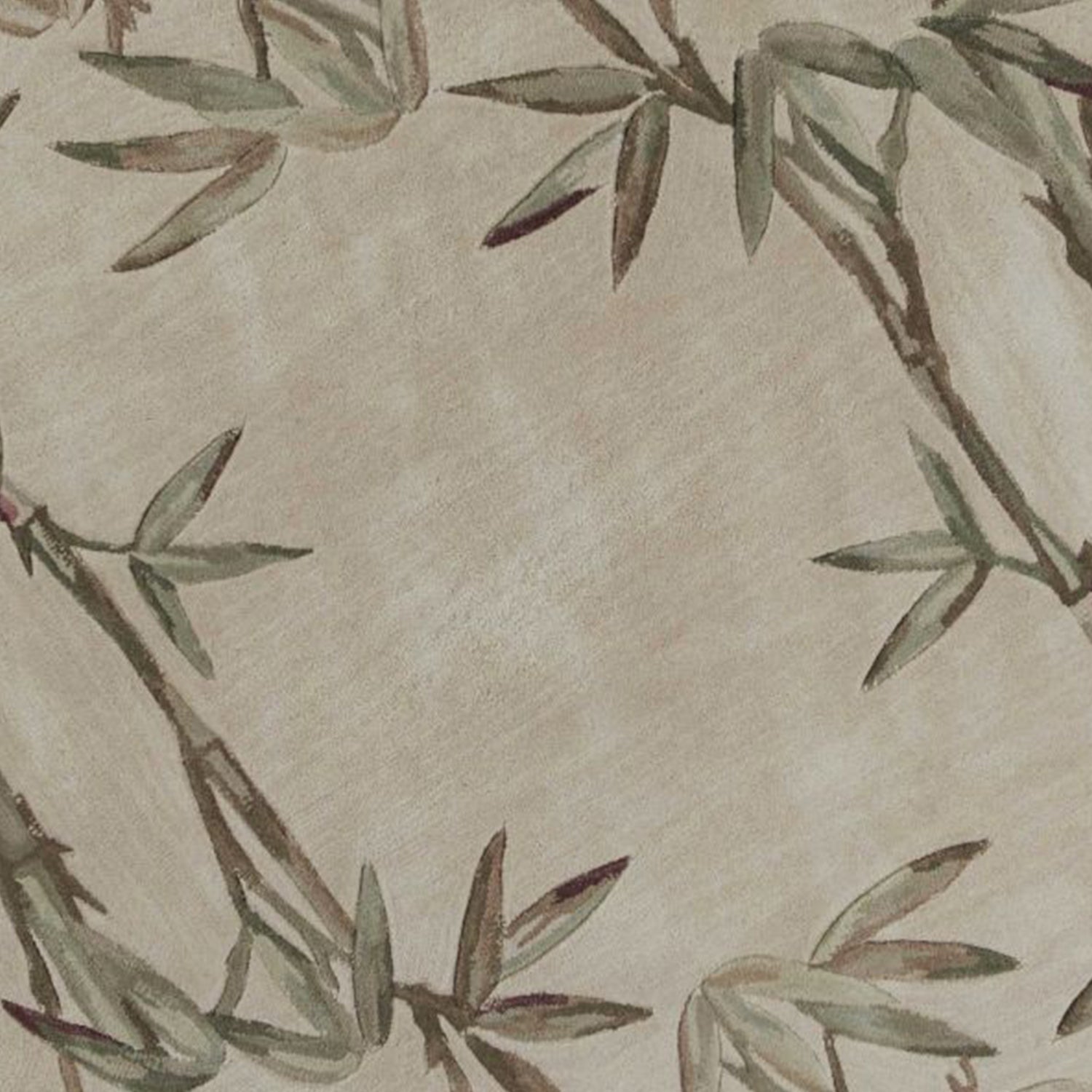 5' X 8' Ivory Green And Brown Wool Botanical Leaves Hand Tufted Area Rug-Area Rugs-DECOROLALA
