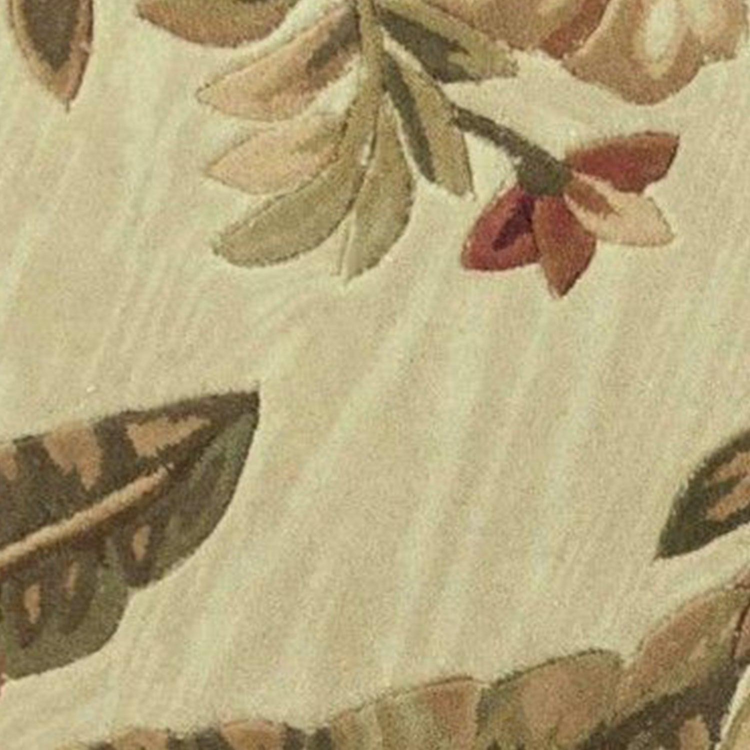 5' X 8' Ivory Green And Brown Wool Tropical Botanical Hand Tufted Area Rug-Area Rugs-DECOROLALA