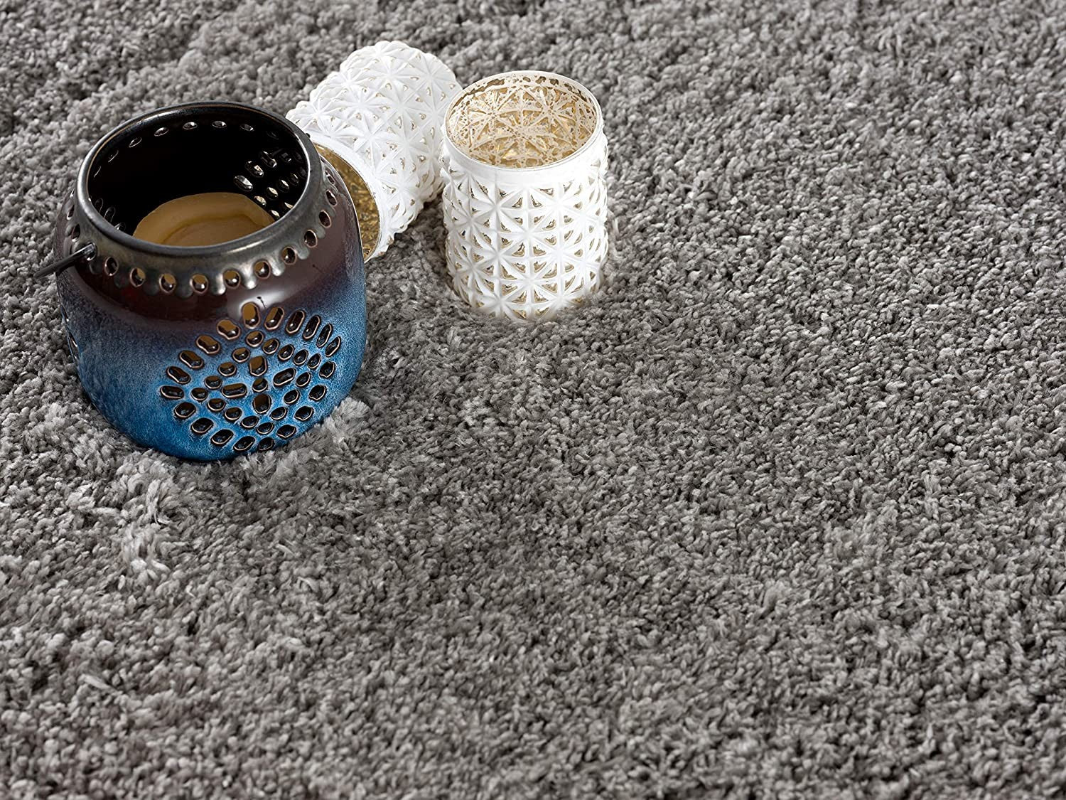 5' X 8' Ivory Modern Solid Shag Area Rug-Area Rugs-DECOROLALA