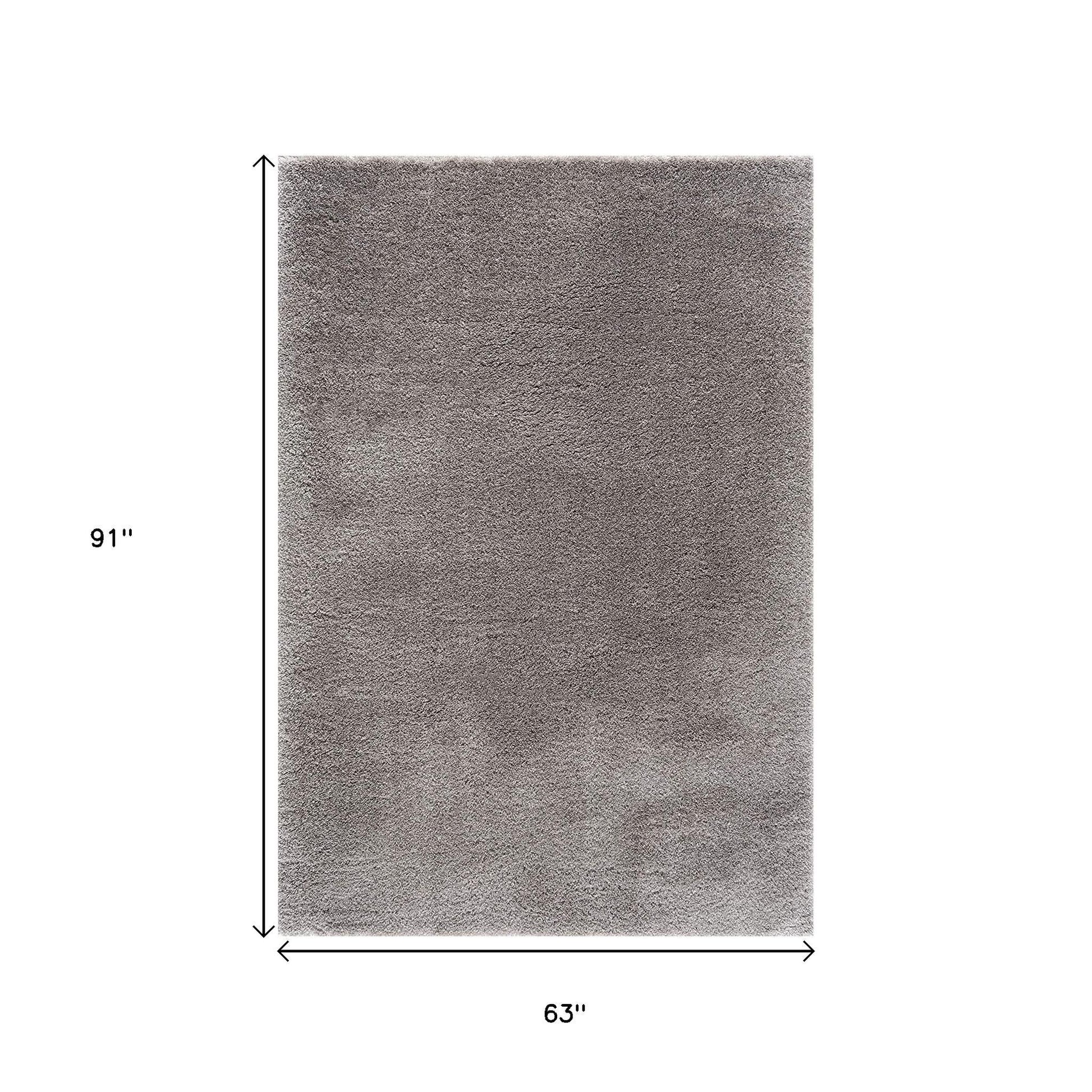 5' X 8' Ivory Modern Solid Shag Area Rug-Area Rugs-DECOROLALA