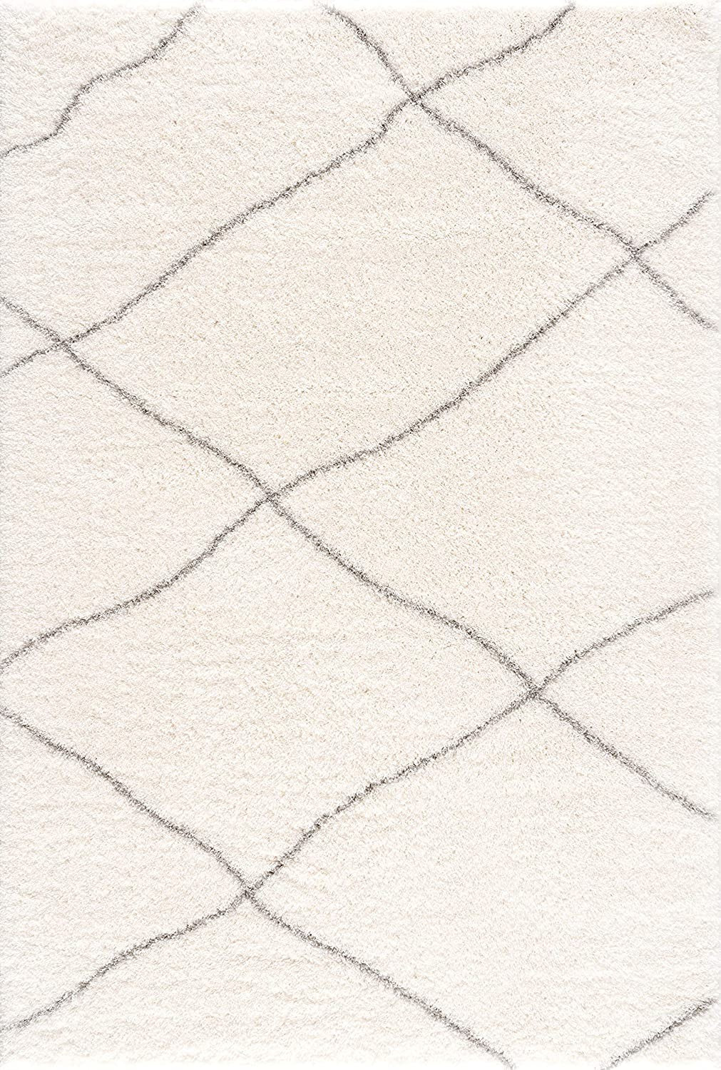 5' X 8' Ivory Modern Uneven Lattice Area Rug-Area Rugs-DECOROLALA