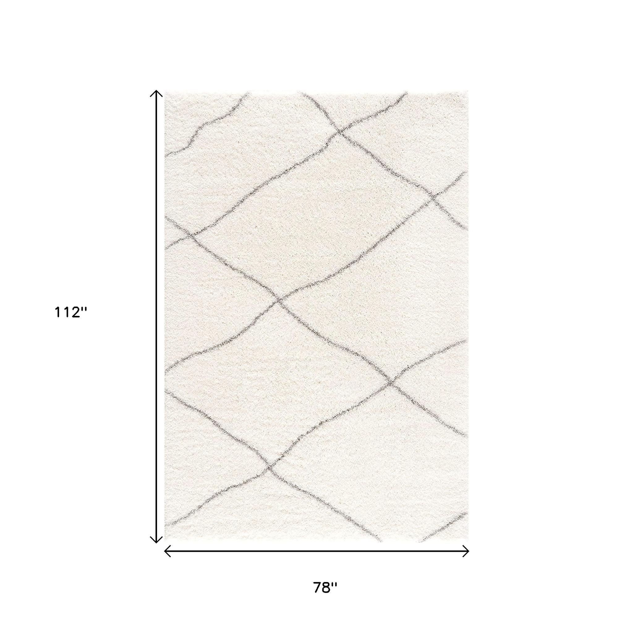 5' X 8' Ivory Modern Uneven Lattice Area Rug-Area Rugs-DECOROLALA