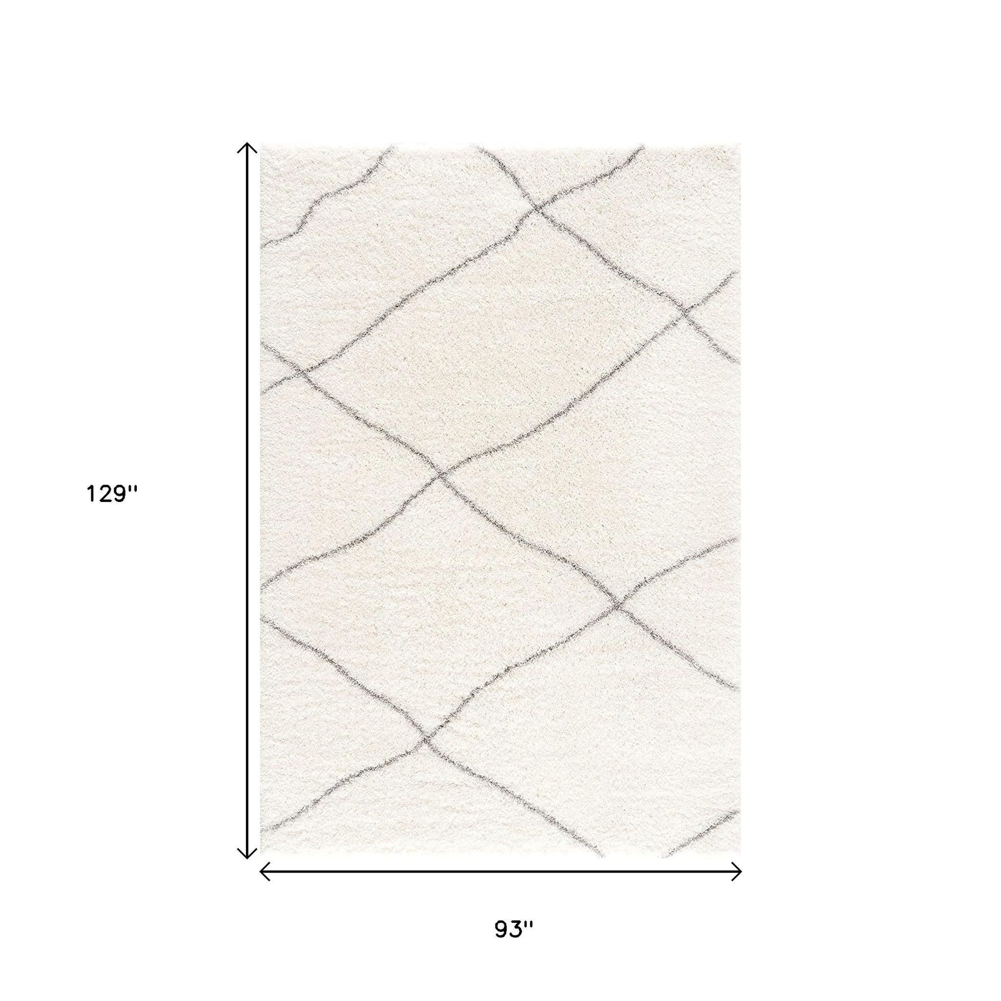 5' X 8' Ivory Modern Uneven Lattice Area Rug-Area Rugs-DECOROLALA