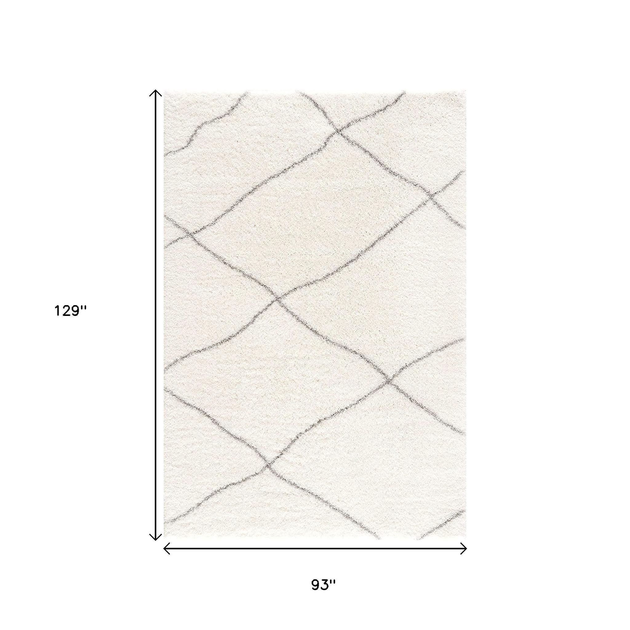5' X 8' Ivory Modern Uneven Lattice Area Rug-Area Rugs-DECOROLALA