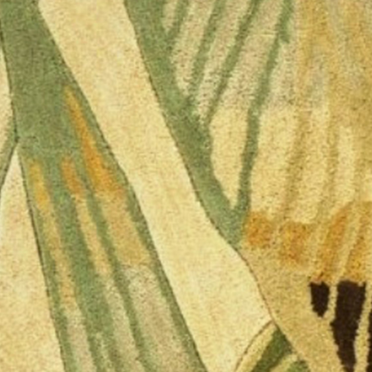 5' X 8' Ivory Teal And Green Wool Tropical Botanical Hand Tufted Area Rug-Area Rugs-DECOROLALA