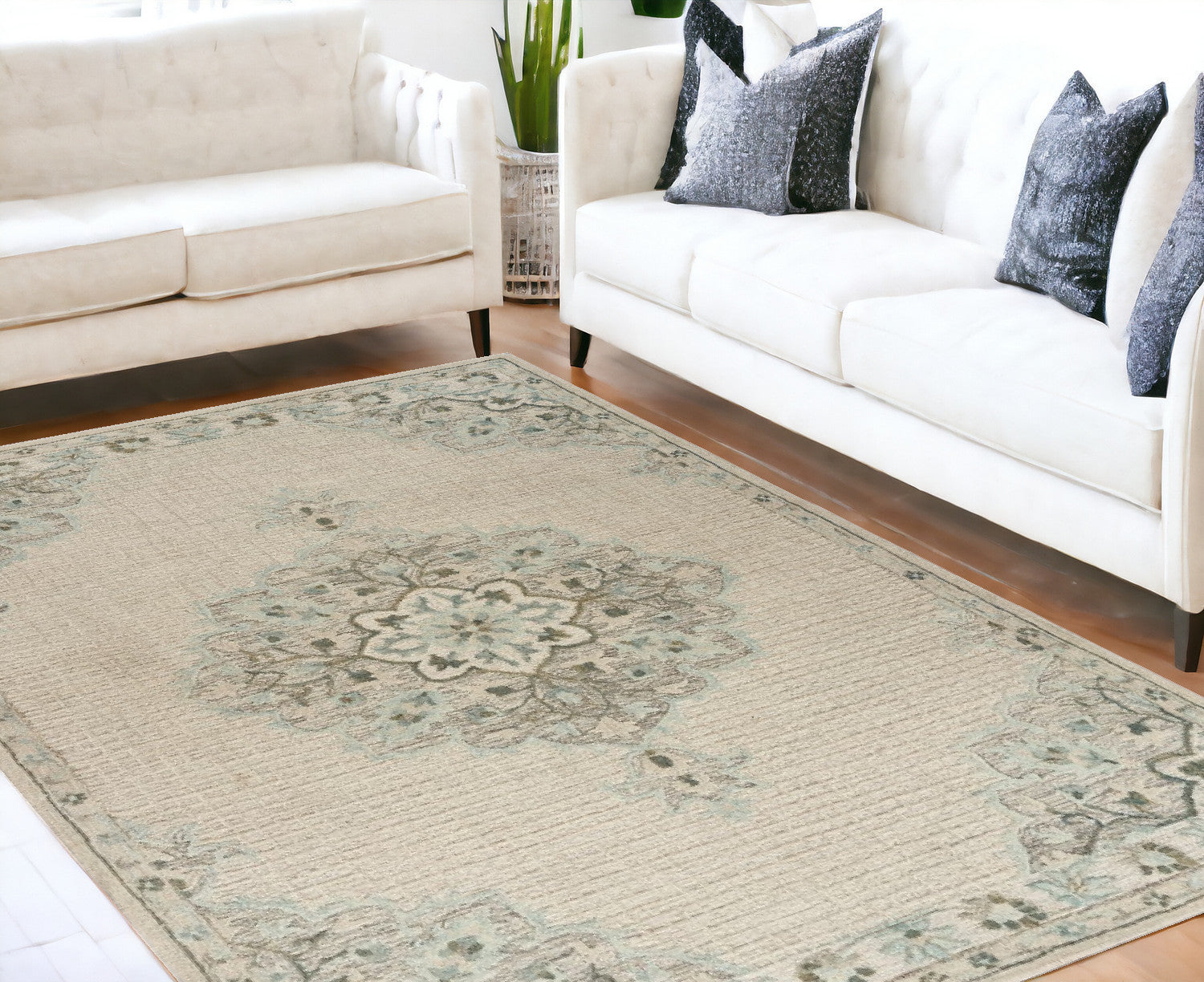 5' X 8' Ivory Wool Handmade Area Rug-Area Rugs-DECOROLALA