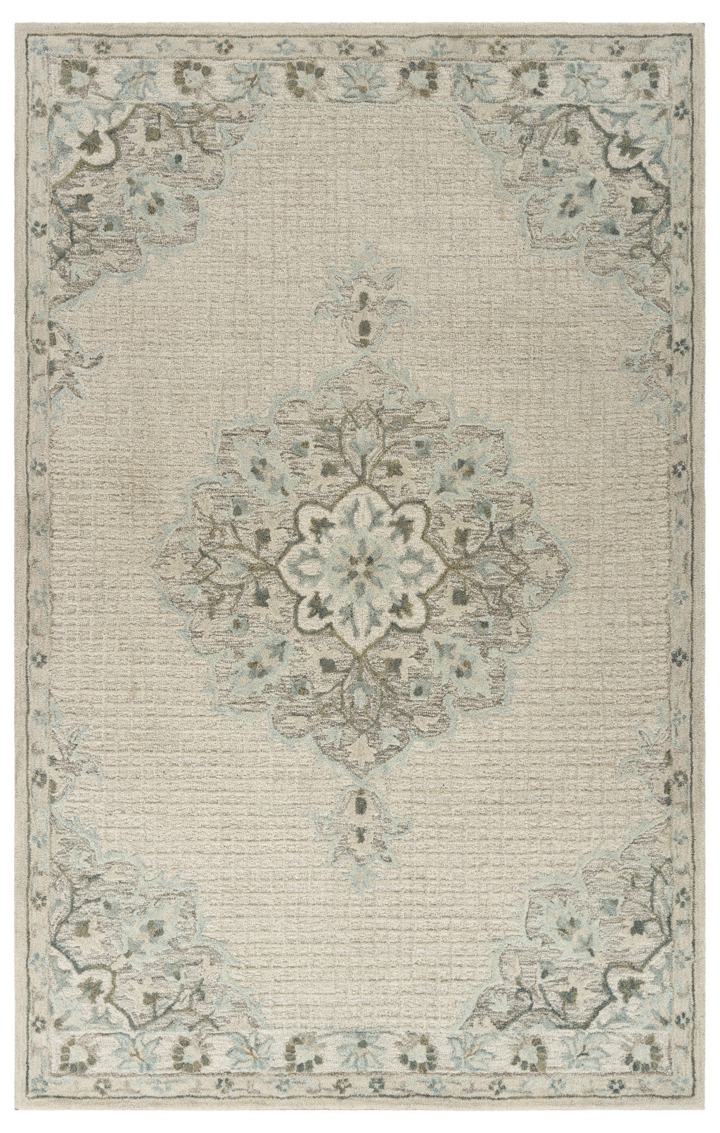5' X 8' Ivory Wool Handmade Area Rug-Area Rugs-DECOROLALA