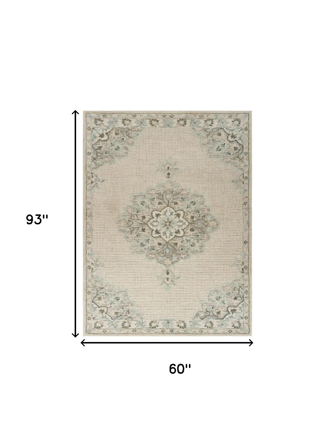 5' X 8' Ivory Wool Handmade Area Rug-Area Rugs-DECOROLALA