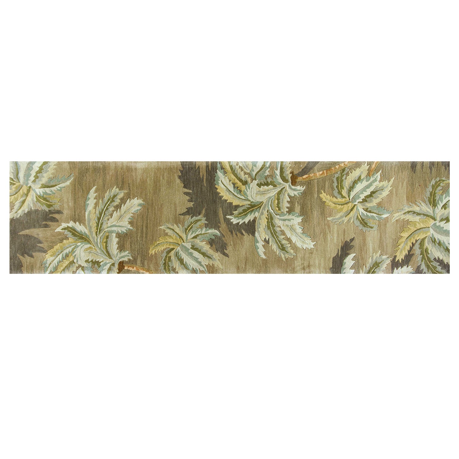 5' X 8' Moss Green And Yellow Wool Tropical Botanical Hand Tufted Area Rug-Area Rugs-DECOROLALA