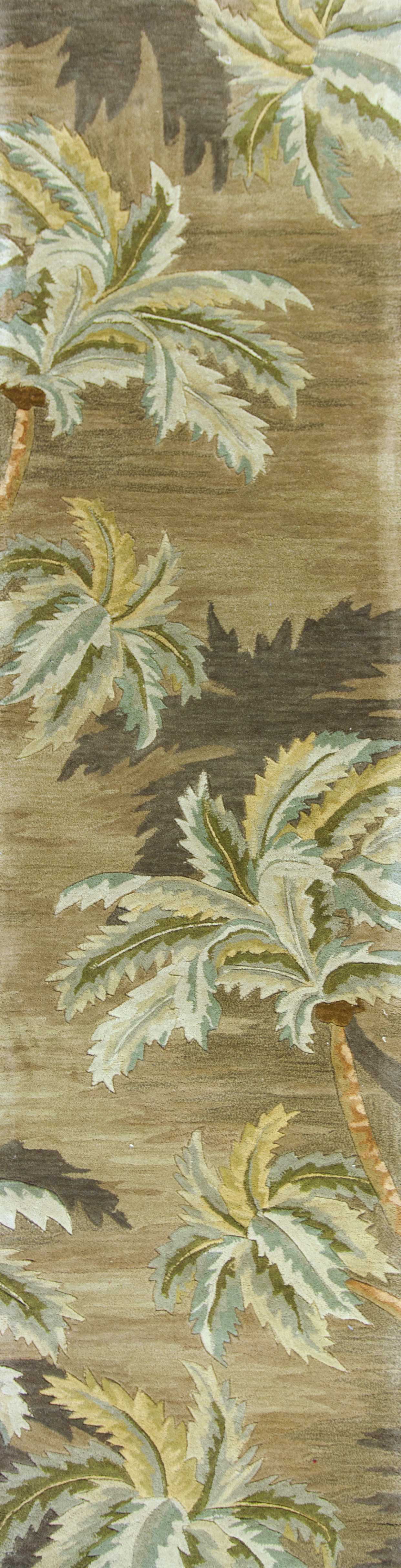 5' X 8' Moss Green And Yellow Wool Tropical Botanical Hand Tufted Area Rug-Area Rugs-DECOROLALA