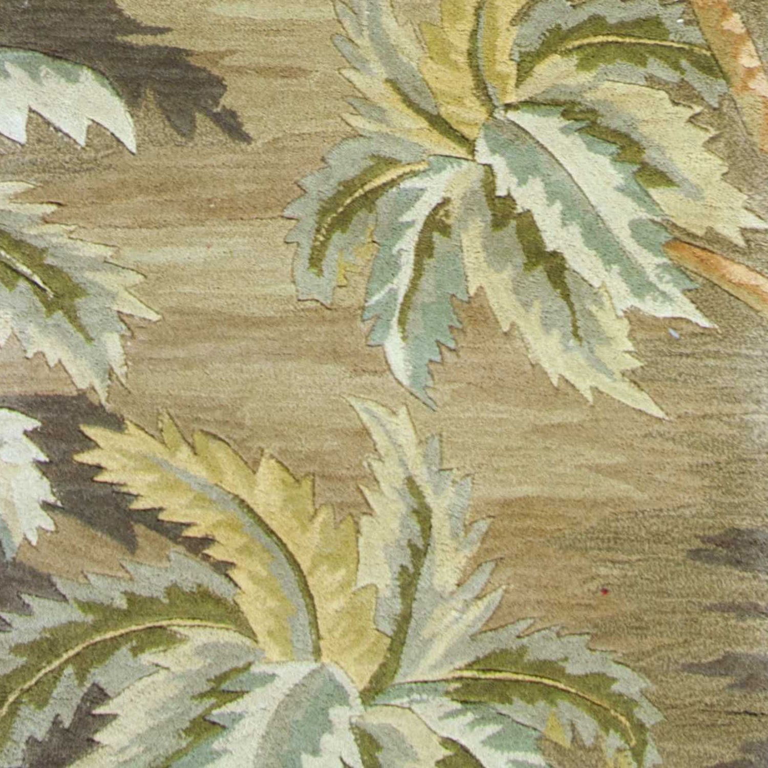 5' X 8' Moss Green And Yellow Wool Tropical Botanical Hand Tufted Area Rug-Area Rugs-DECOROLALA