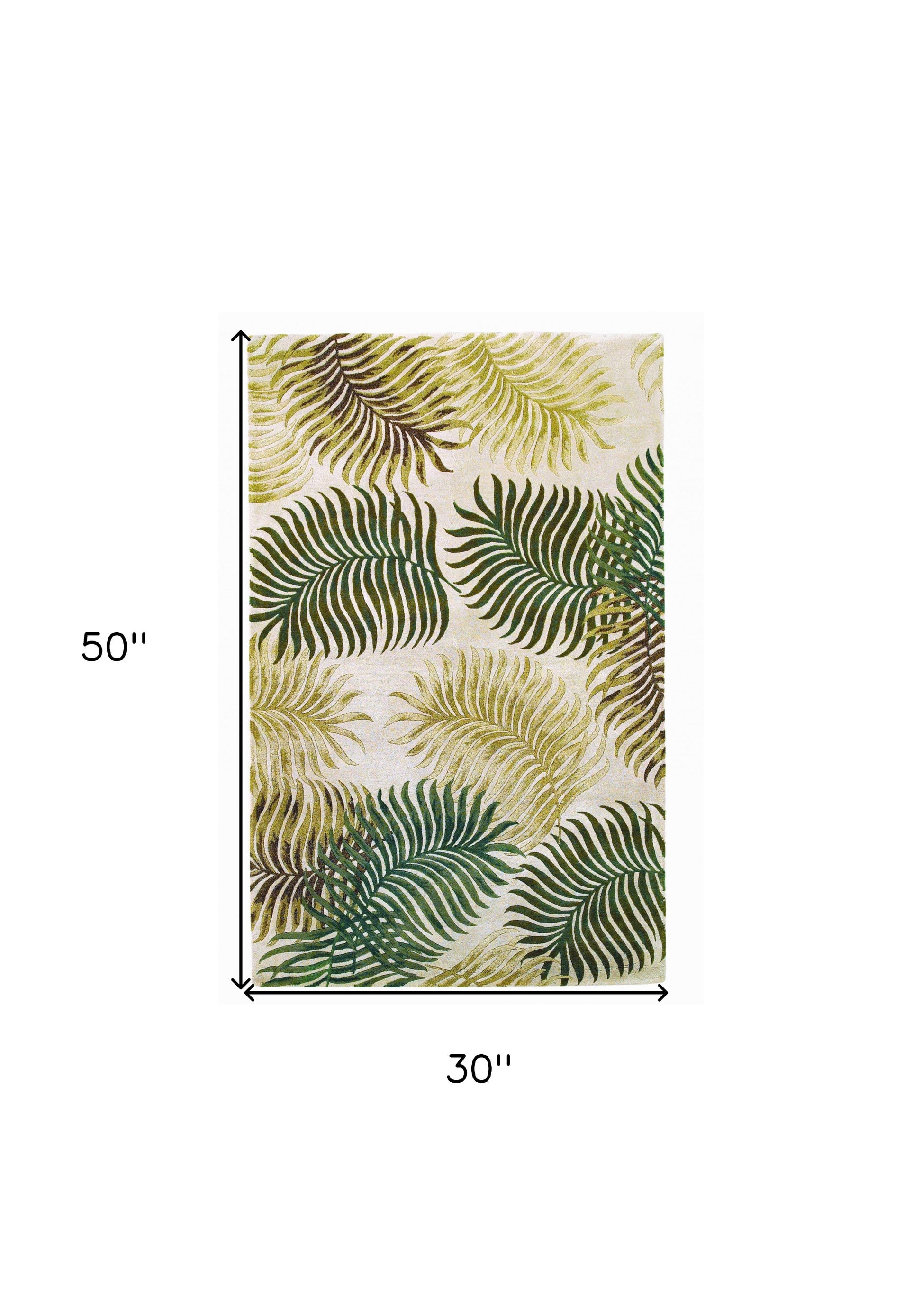5' X 8' Natural Green And Brown Wool Botanical Leaves Hand Tufted Area Rug-Area Rugs-DECOROLALA