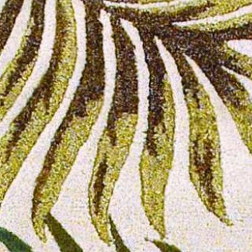 5' X 8' Natural Green And Brown Wool Botanical Leaves Hand Tufted Area Rug-Area Rugs-DECOROLALA