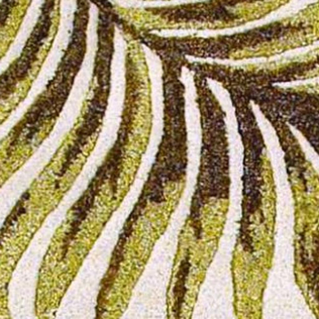 5' X 8' Natural Green And Brown Wool Botanical Leaves Hand Tufted Area Rug-Area Rugs-DECOROLALA