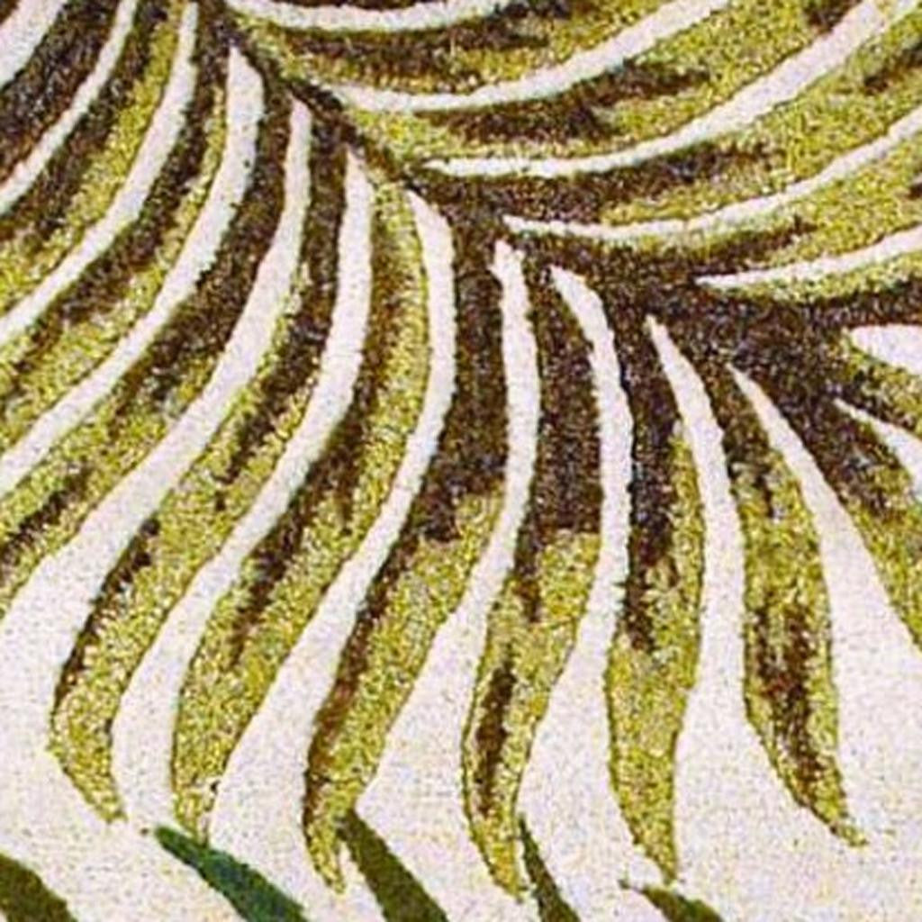 5' X 8' Natural Green And Brown Wool Botanical Leaves Hand Tufted Area Rug-Area Rugs-DECOROLALA