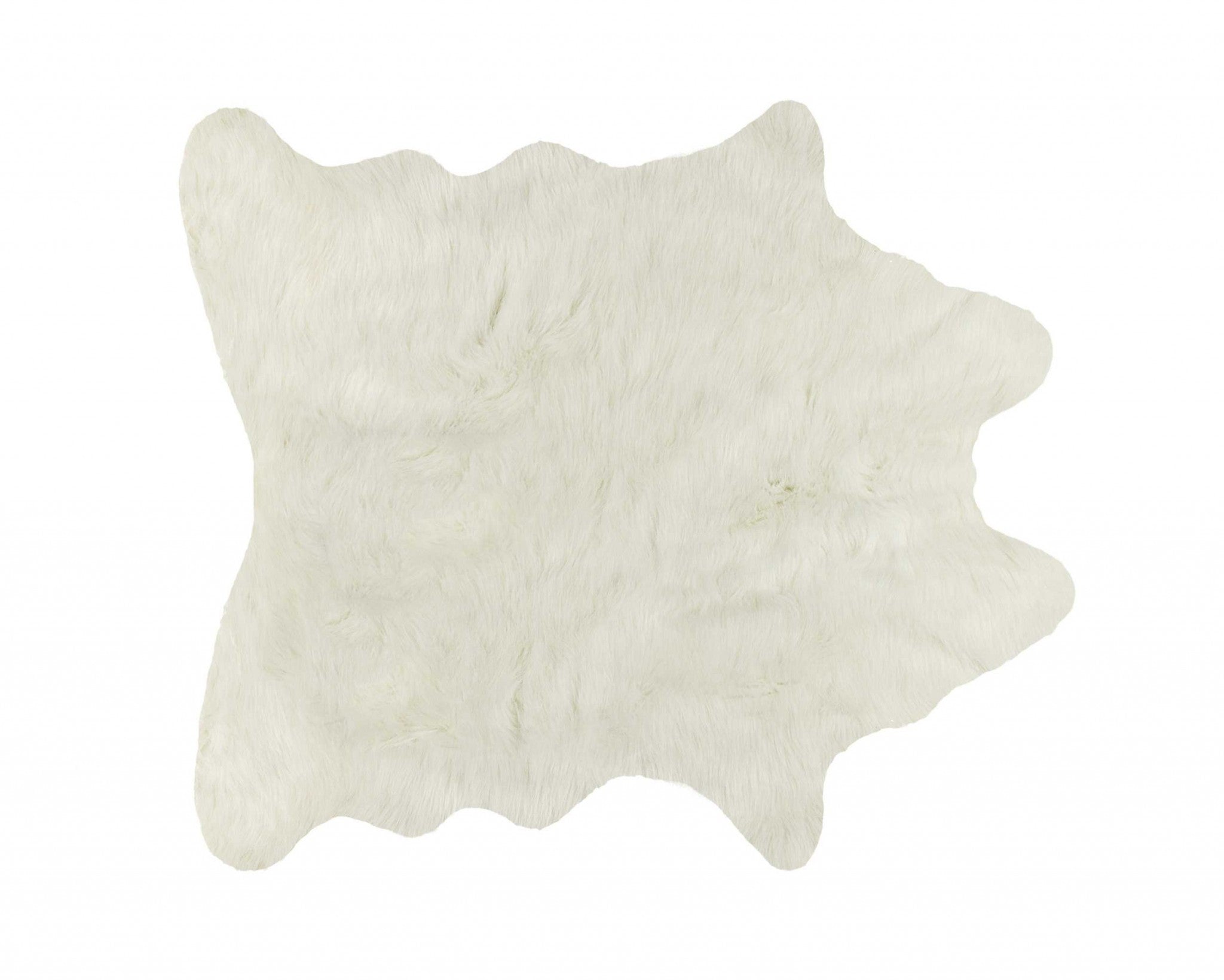 5' X 8' Off White Faux Fur Hand Knotted Washable Area Rug-Area Rugs-DECOROLALA