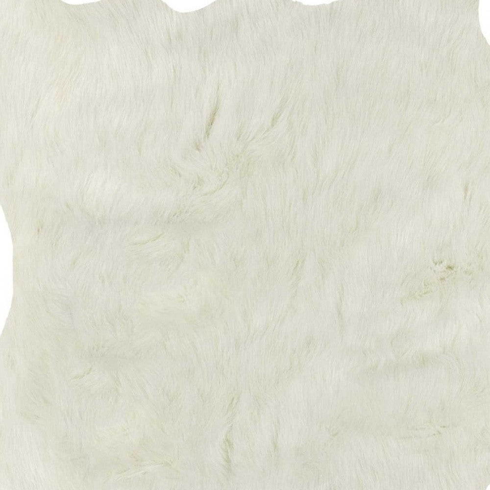 5' X 8' Off White Faux Fur Hand Knotted Washable Area Rug-Area Rugs-DECOROLALA