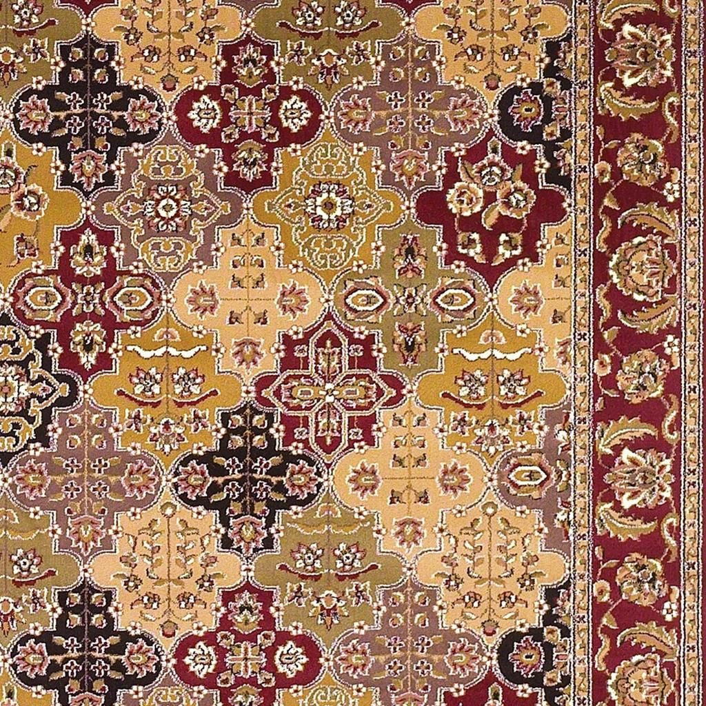 5' X 8' Red Orange And Black Quatrefoil Area Rug-Area Rugs-DECOROLALA