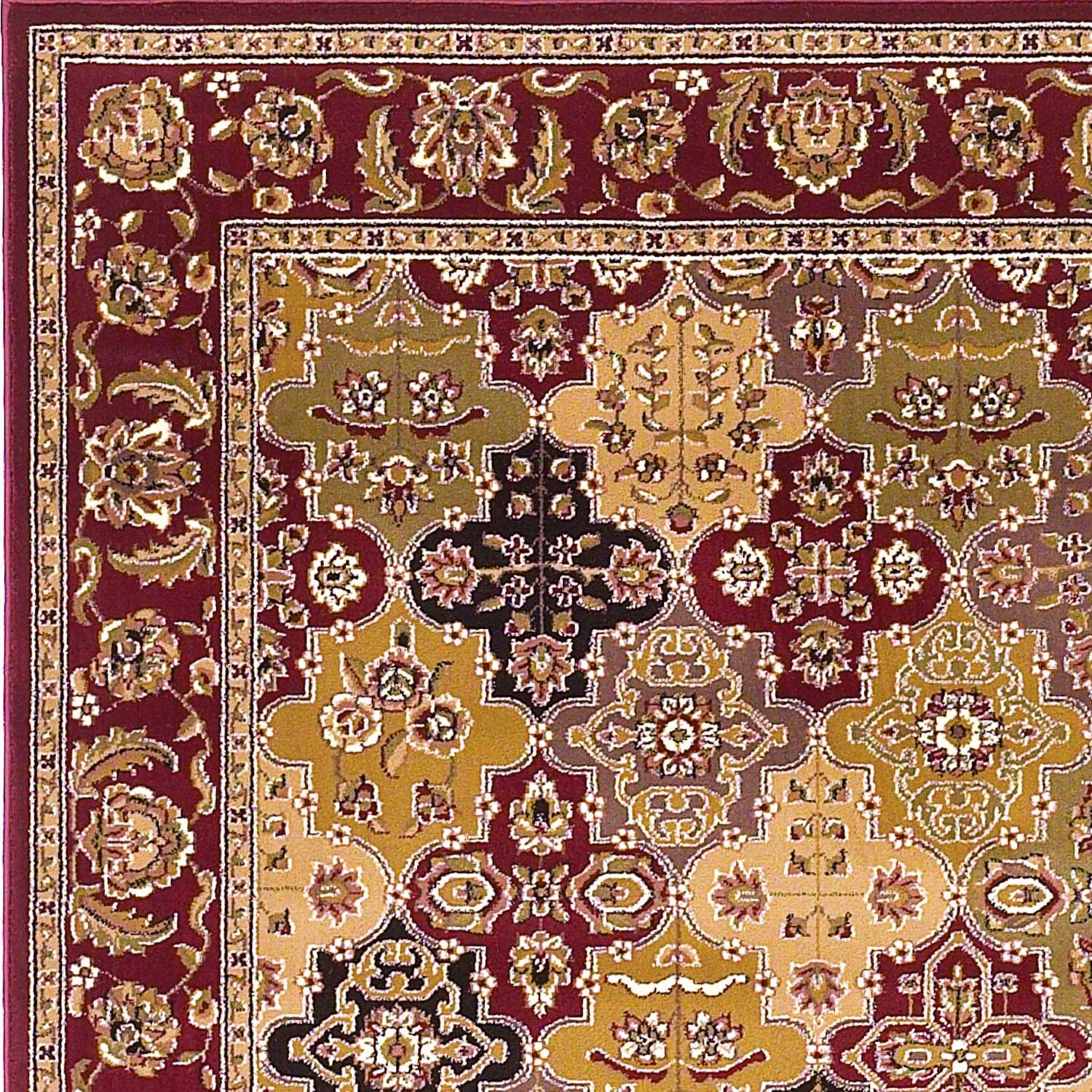 5' X 8' Red Orange And Black Quatrefoil Area Rug-Area Rugs-DECOROLALA