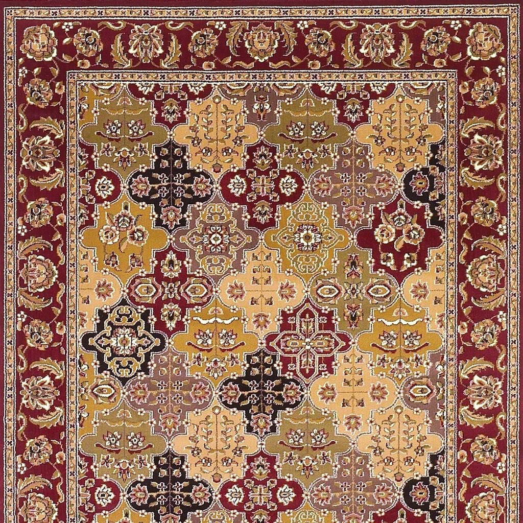 5' X 8' Red Orange And Black Quatrefoil Area Rug-Area Rugs-DECOROLALA