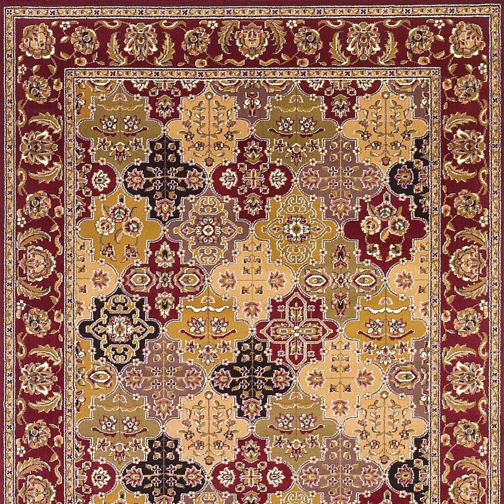 5' X 8' Red Orange And Black Quatrefoil Area Rug-Area Rugs-DECOROLALA