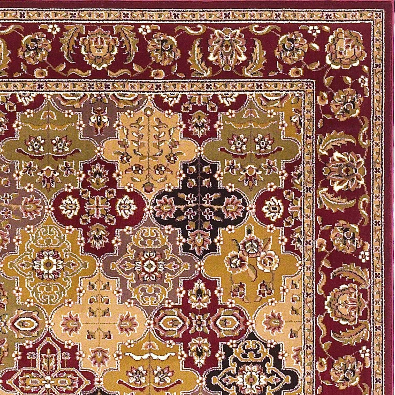 5' X 8' Red Orange And Black Quatrefoil Area Rug-Area Rugs-DECOROLALA