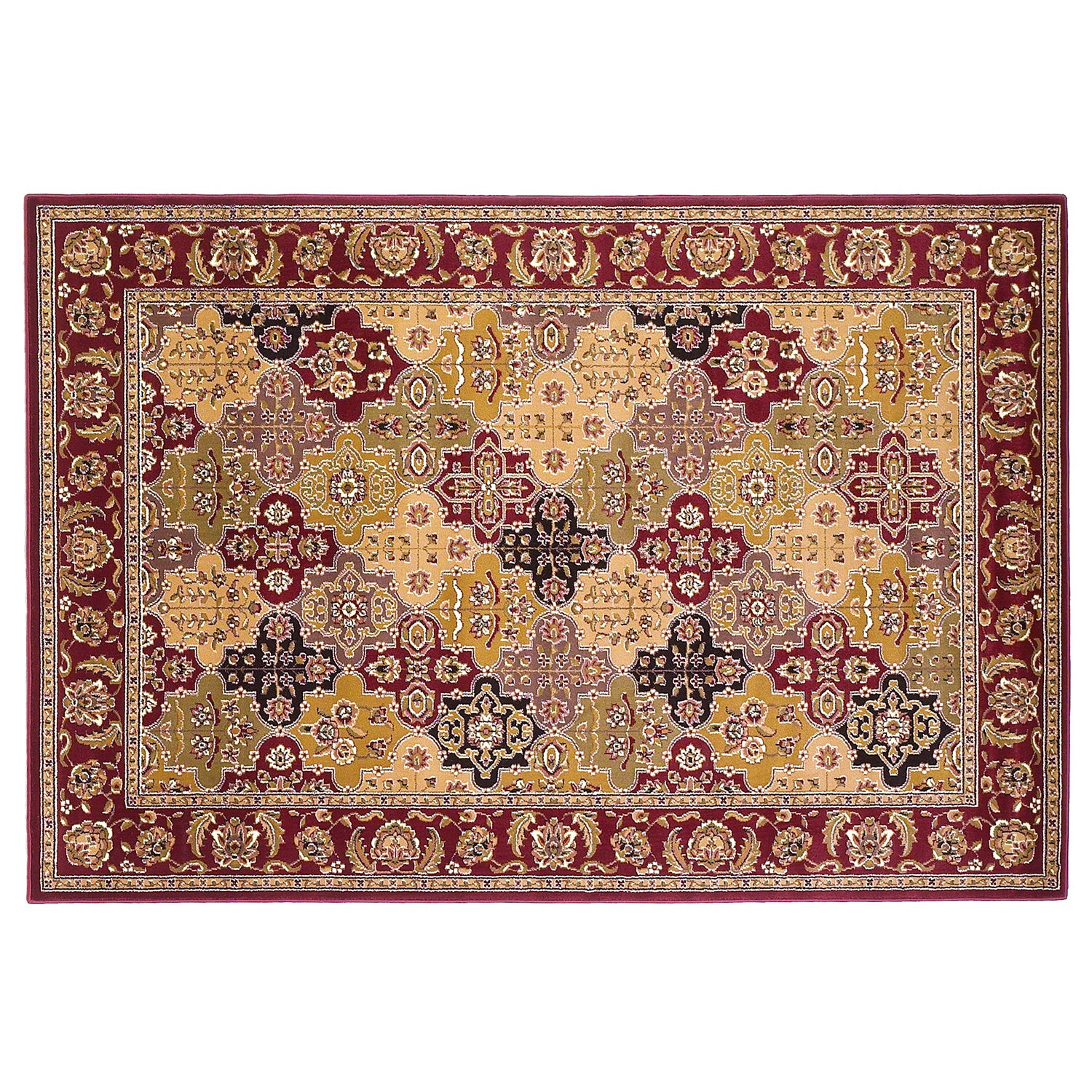 5' X 8' Red Orange And Black Quatrefoil Area Rug-Area Rugs-DECOROLALA