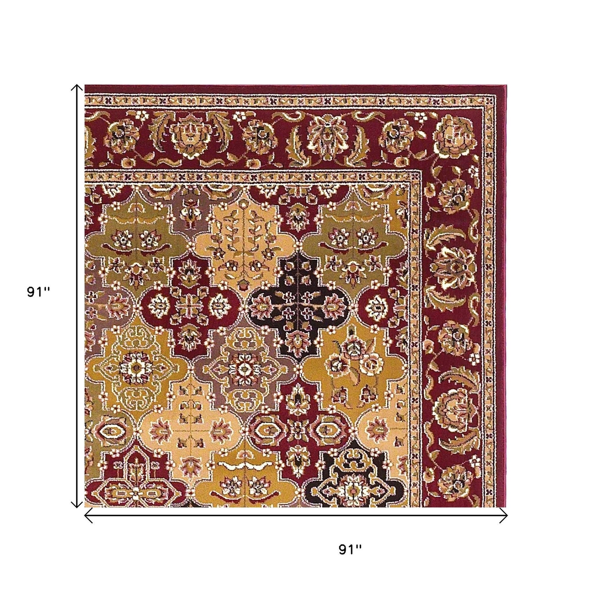 5' X 8' Red Orange And Black Quatrefoil Area Rug-Area Rugs-DECOROLALA