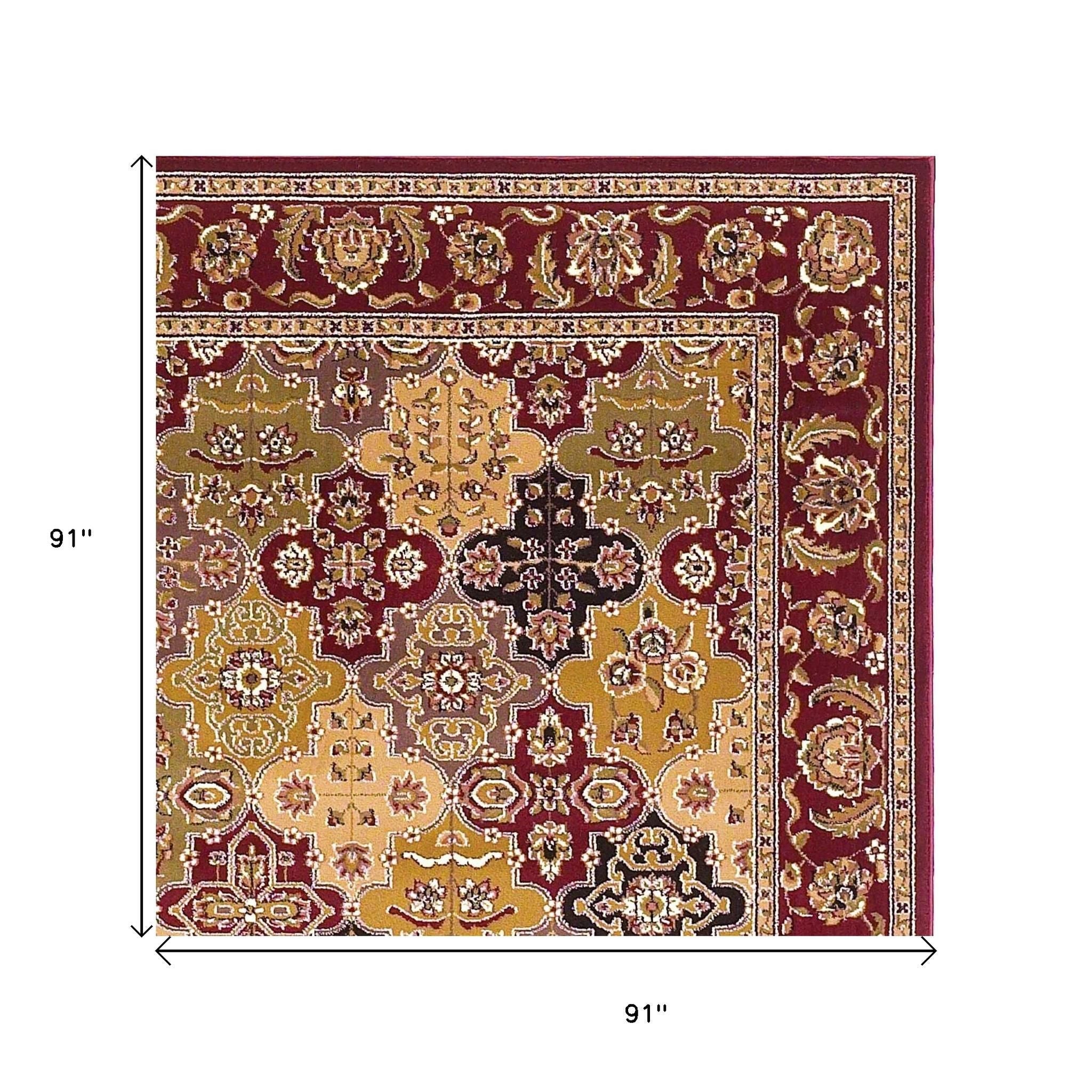 5' X 8' Red Orange And Black Quatrefoil Area Rug-Area Rugs-DECOROLALA