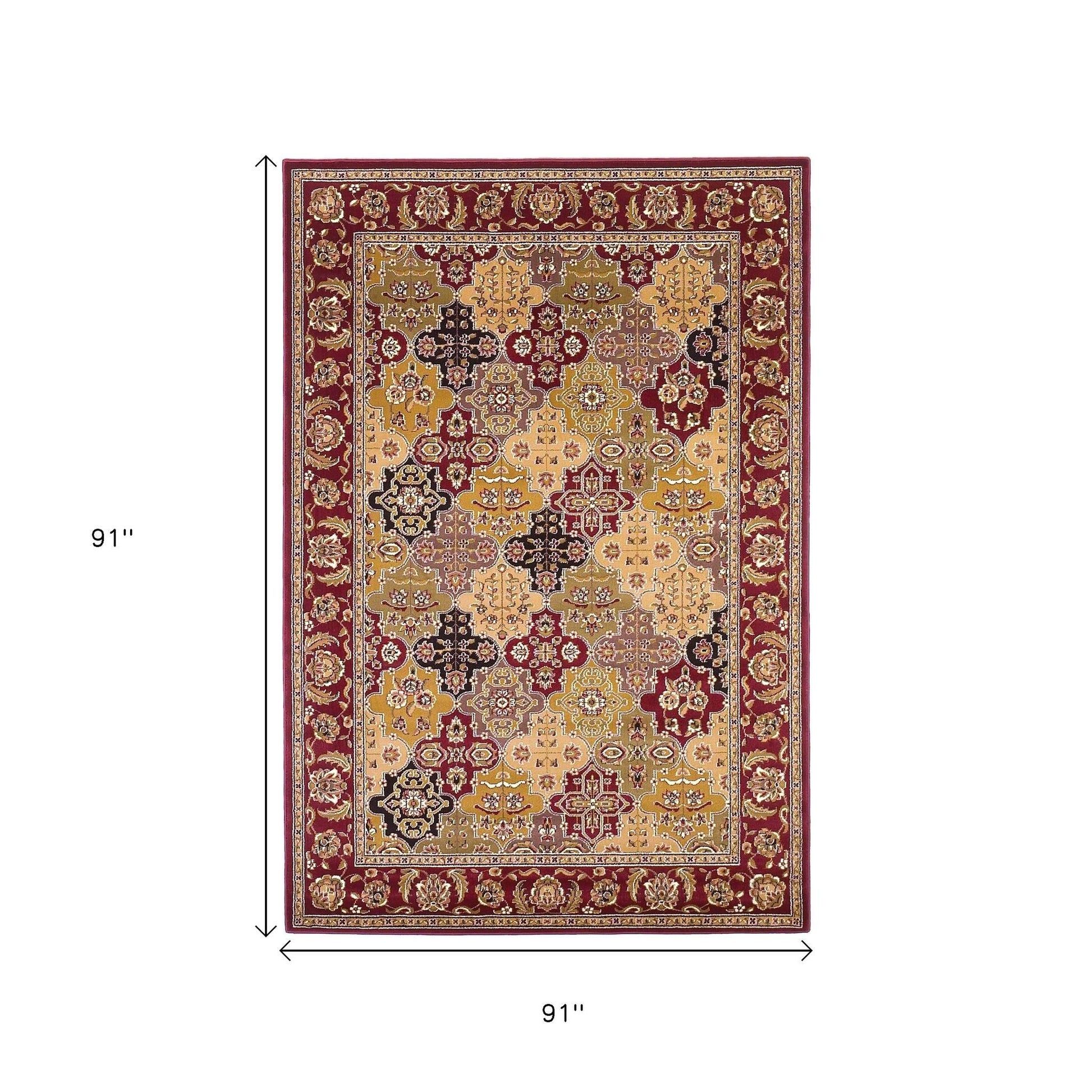 5' X 8' Red Orange And Black Quatrefoil Area Rug-Area Rugs-DECOROLALA