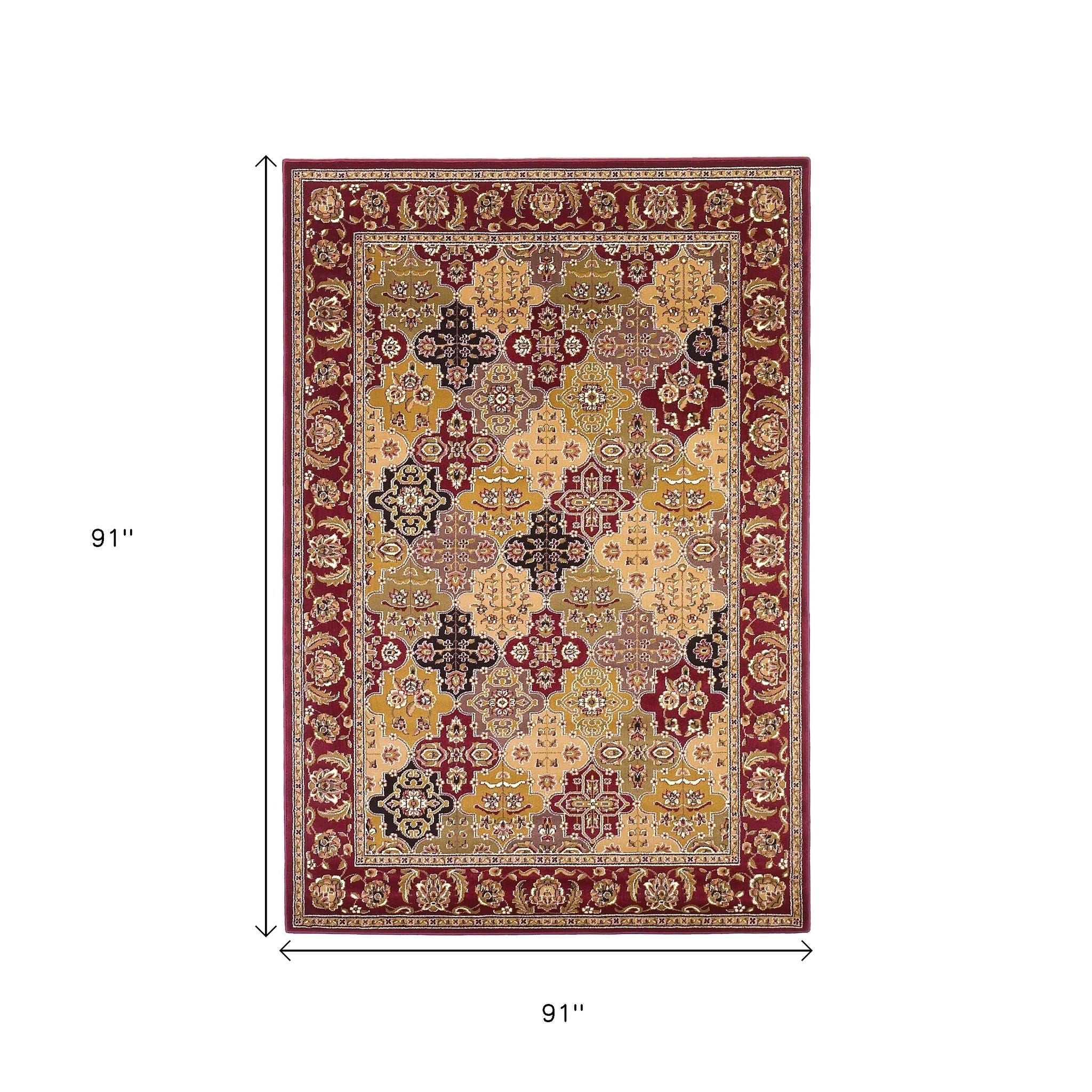 5' X 8' Red Orange And Black Quatrefoil Area Rug-Area Rugs-DECOROLALA