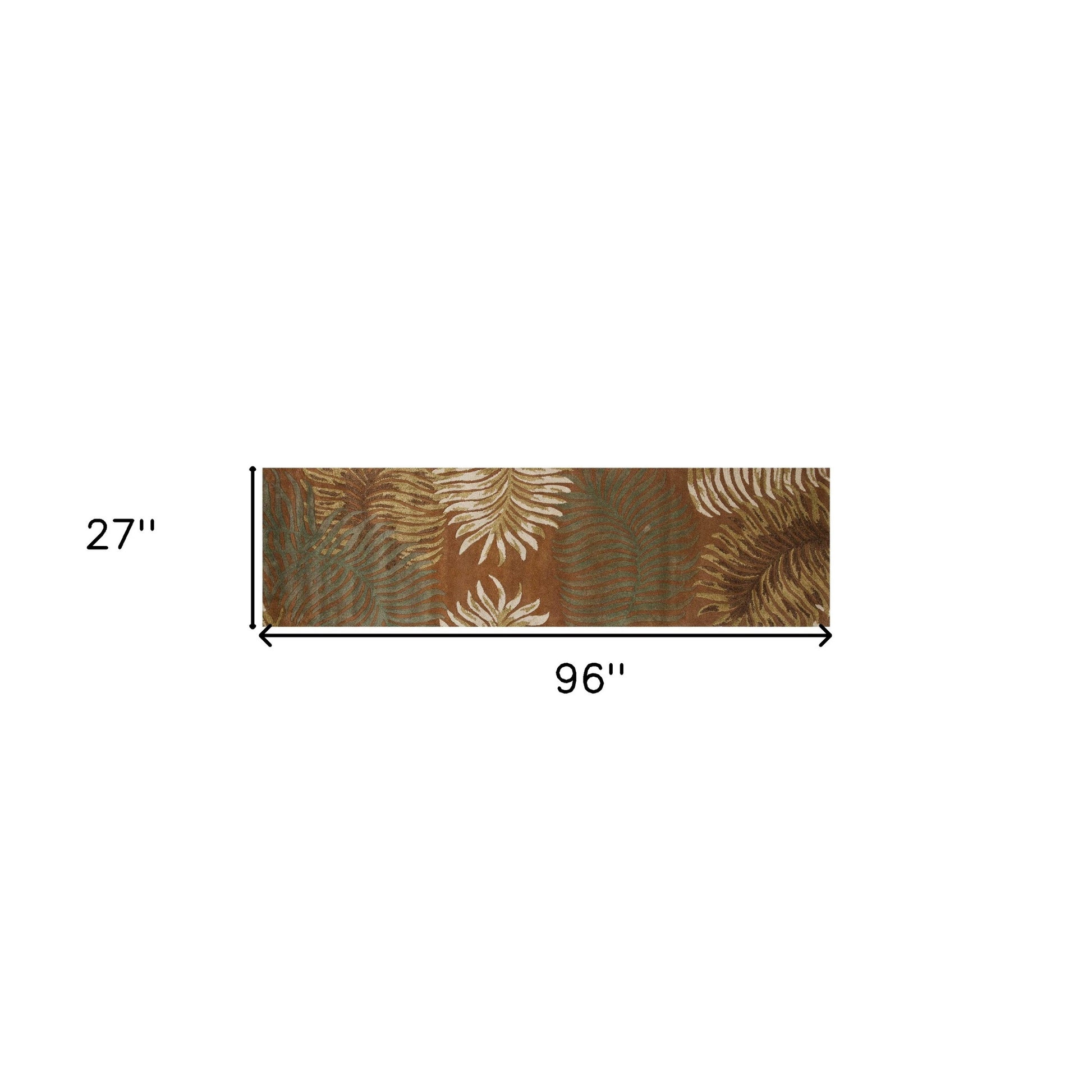 5' X 8' Rust Orange And Green Wool Botanical Leaves Hand Tufted Area Rug-Area Rugs-DECOROLALA