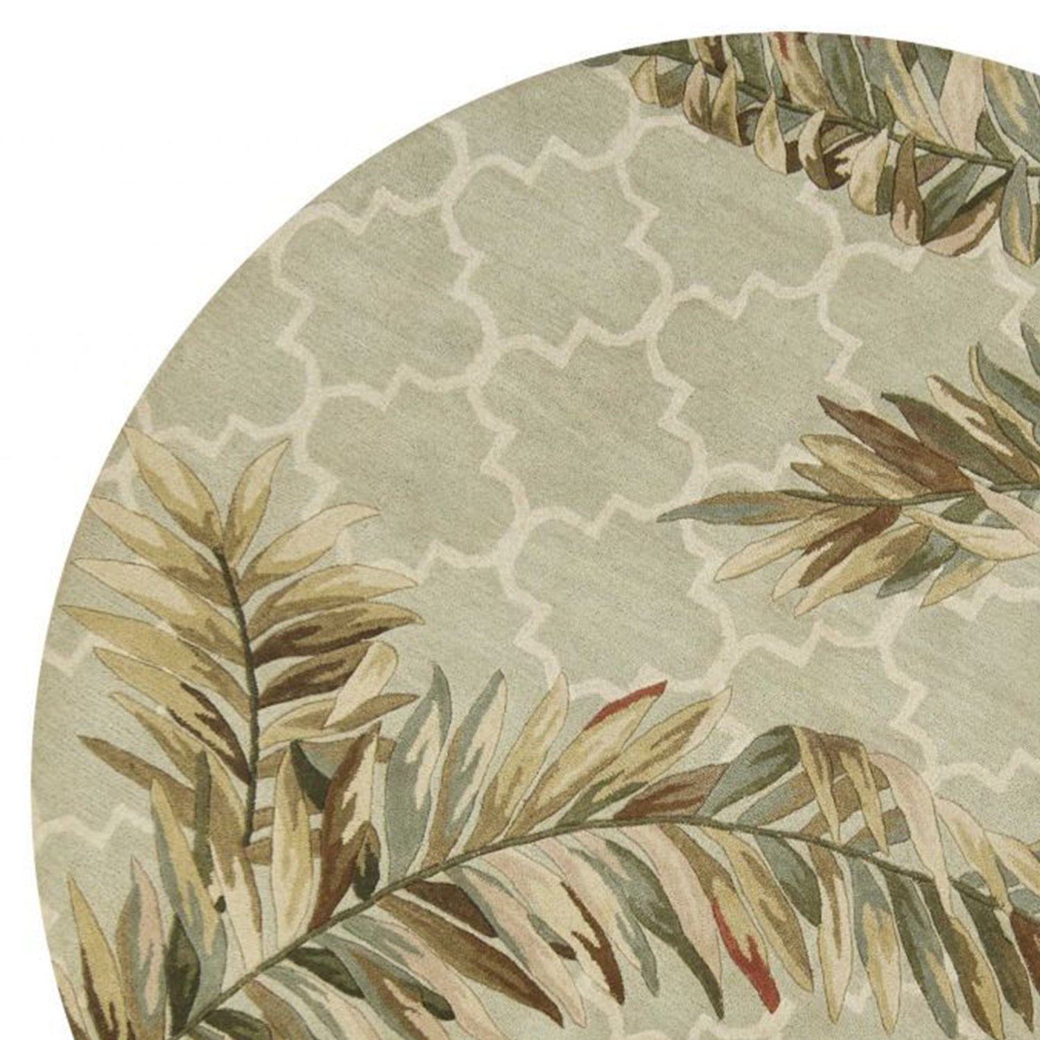 5' X 8' Sage Taupe And Green Wool Tropical Botanical Hand Tufted Area Rug-Area Rugs-DECOROLALA