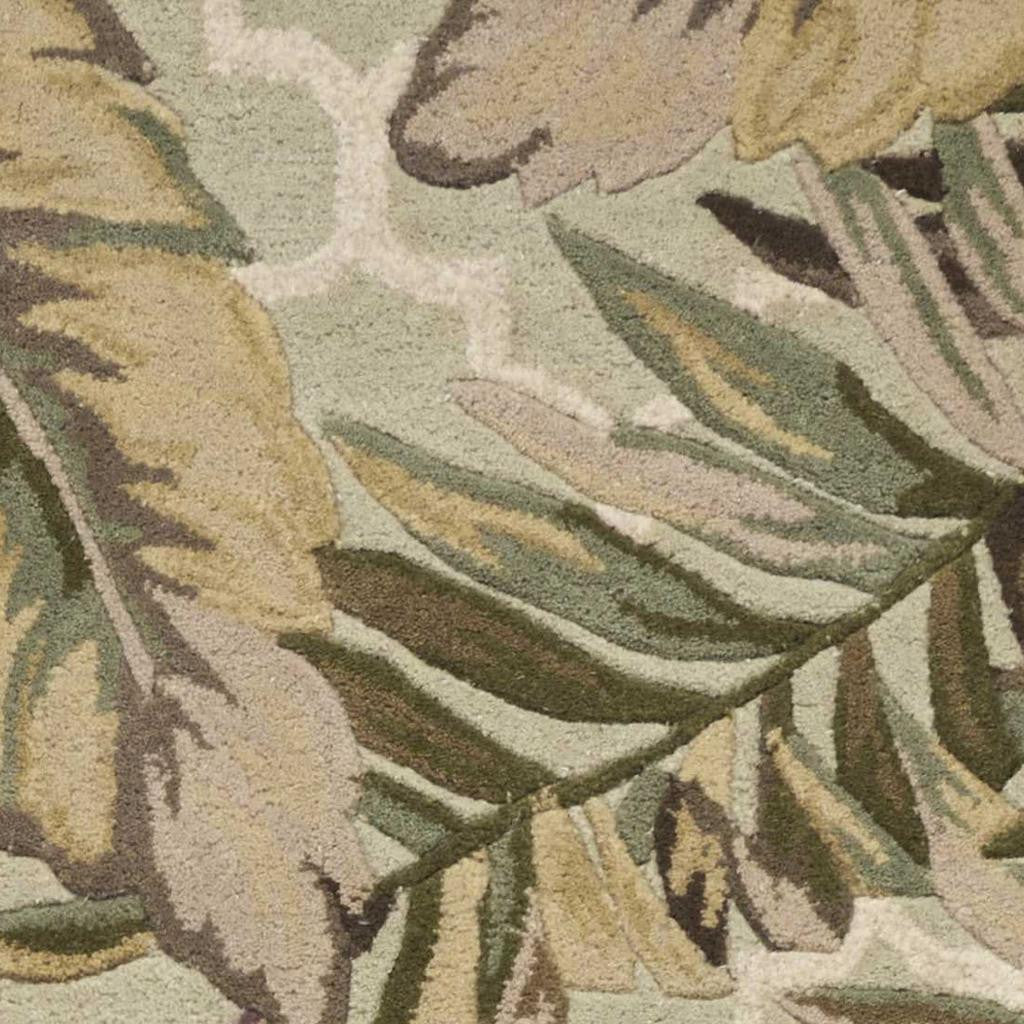 5' X 8' Sage Taupe And Green Wool Tropical Botanical Hand Tufted Area Rug-Area Rugs-DECOROLALA