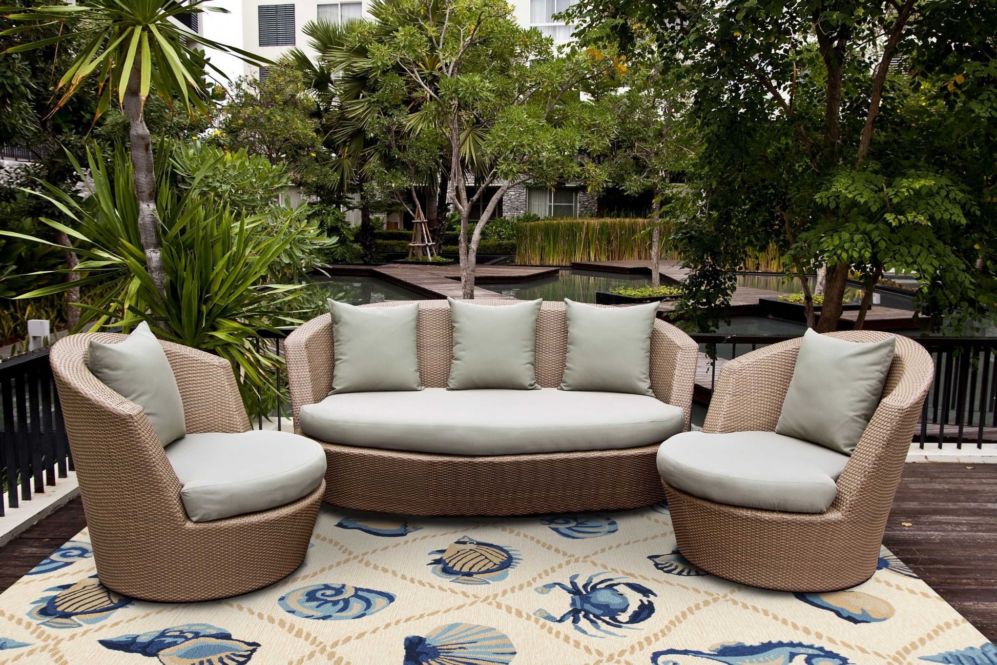 5' X 8' Sand Abstract Indoor Outdoor Area Rug-Outdoor Rugs-DECOROLALA