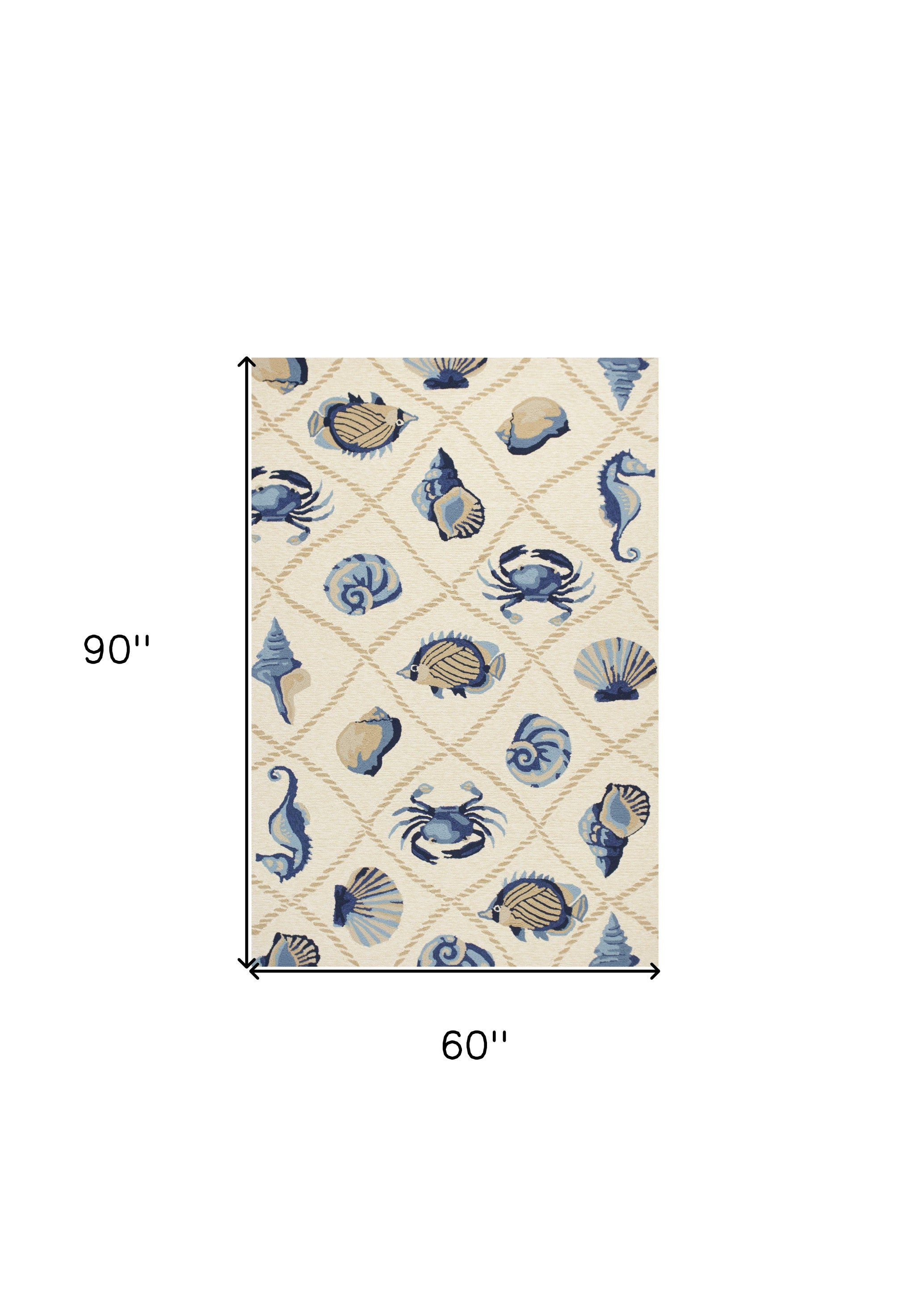 5' X 8' Sand Abstract Indoor Outdoor Area Rug-Outdoor Rugs-DECOROLALA