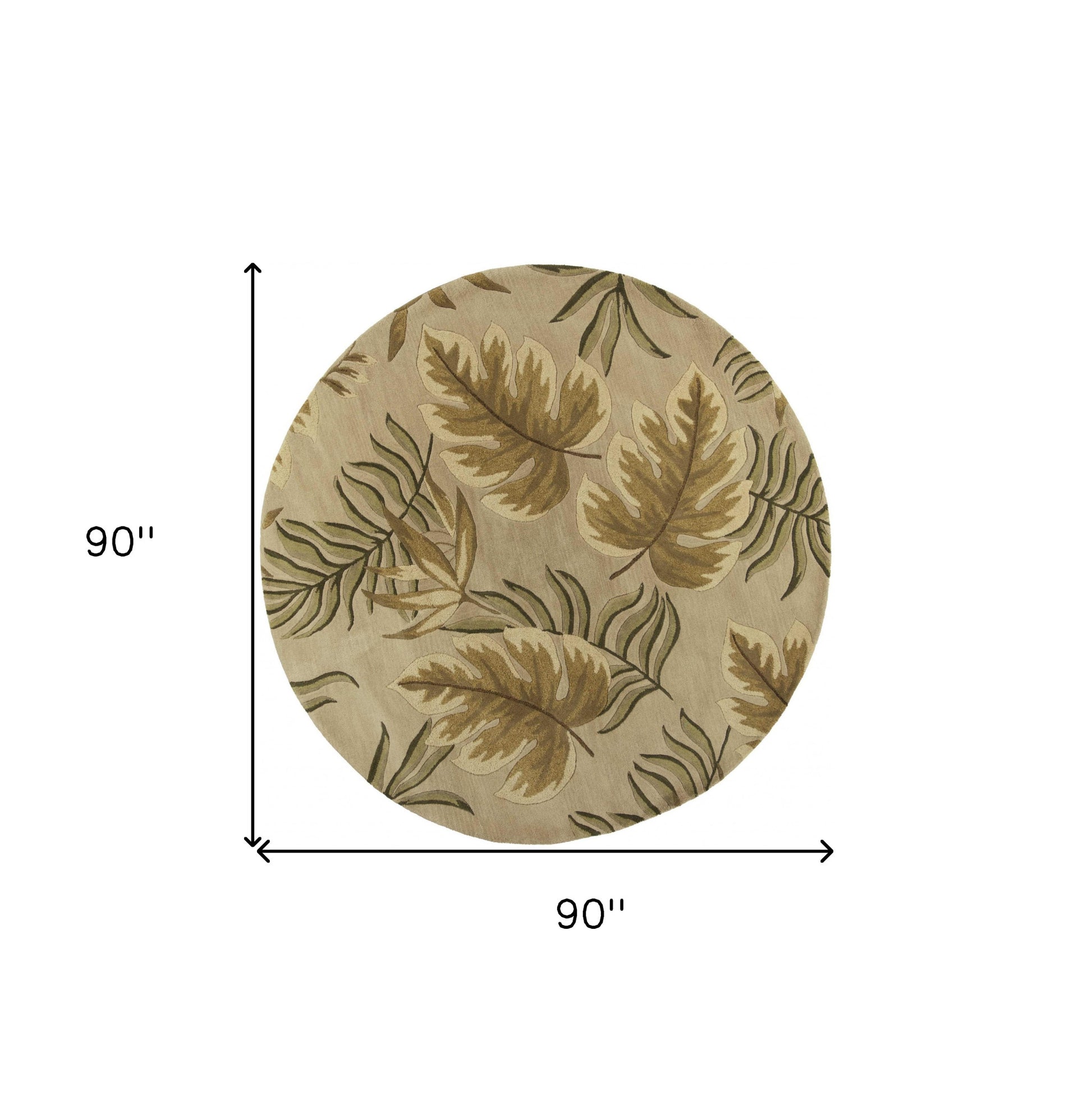 5' X 8' Sand And Beige Wool Botanical Leaves Hand Tufted Area Rug-Area Rugs-DECOROLALA