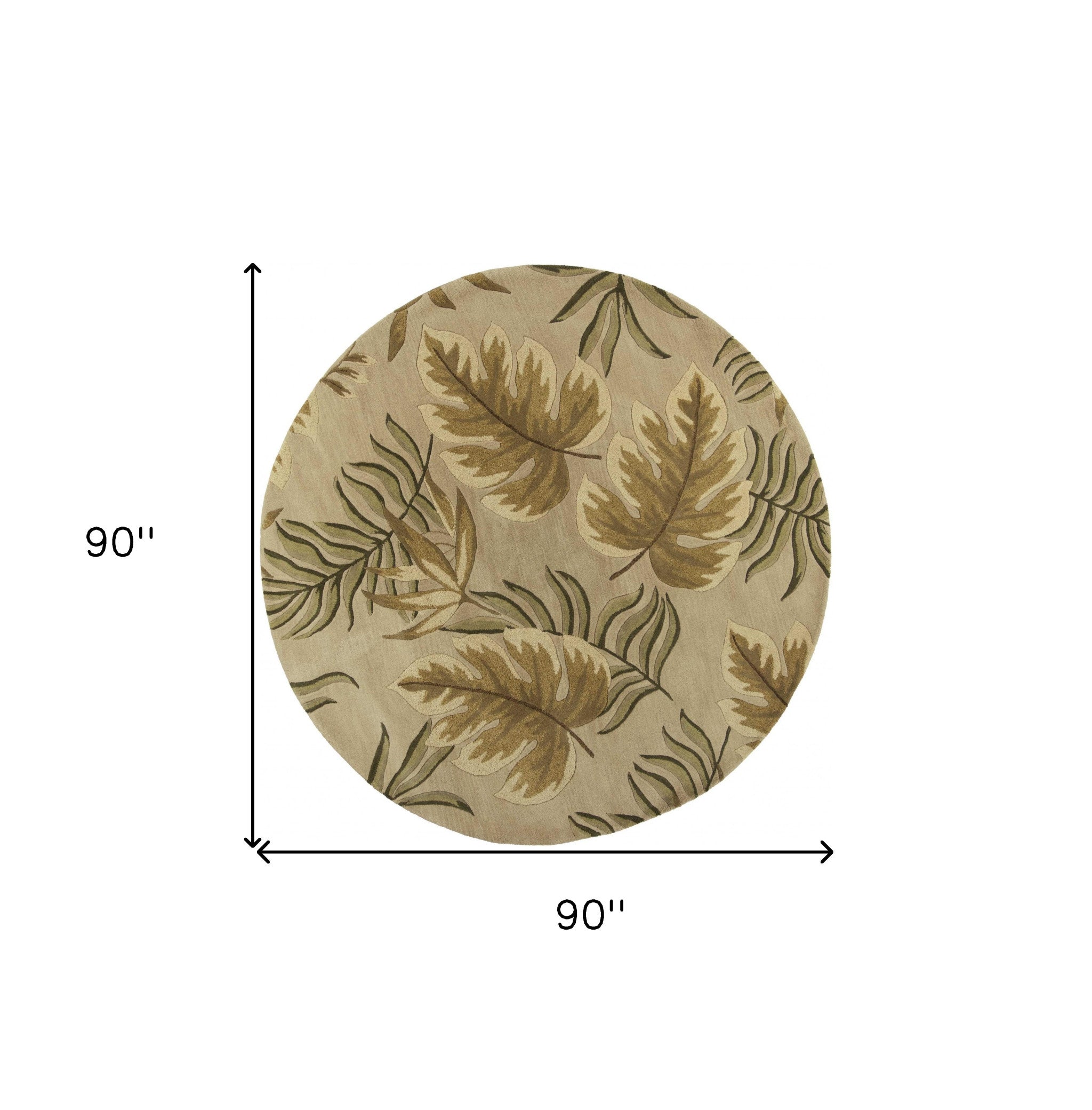 5' X 8' Sand And Beige Wool Botanical Leaves Hand Tufted Area Rug-Area Rugs-DECOROLALA