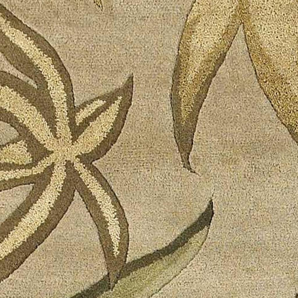 5' X 8' Sand And Beige Wool Botanical Leaves Hand Tufted Area Rug-Area Rugs-DECOROLALA