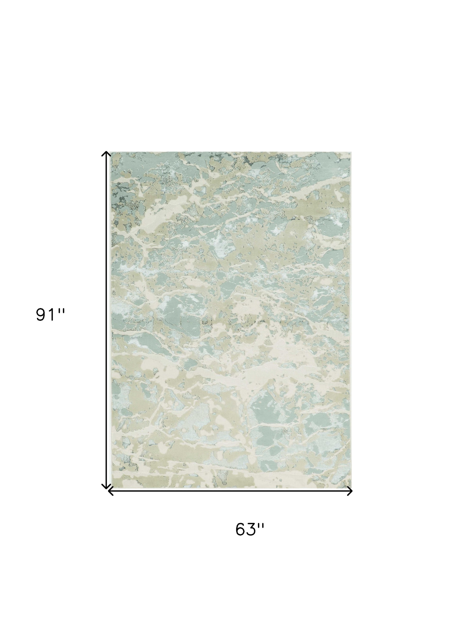 5' X 8' Sand Gray and Green Abstract Area Rug-Area Rugs-DECOROLALA