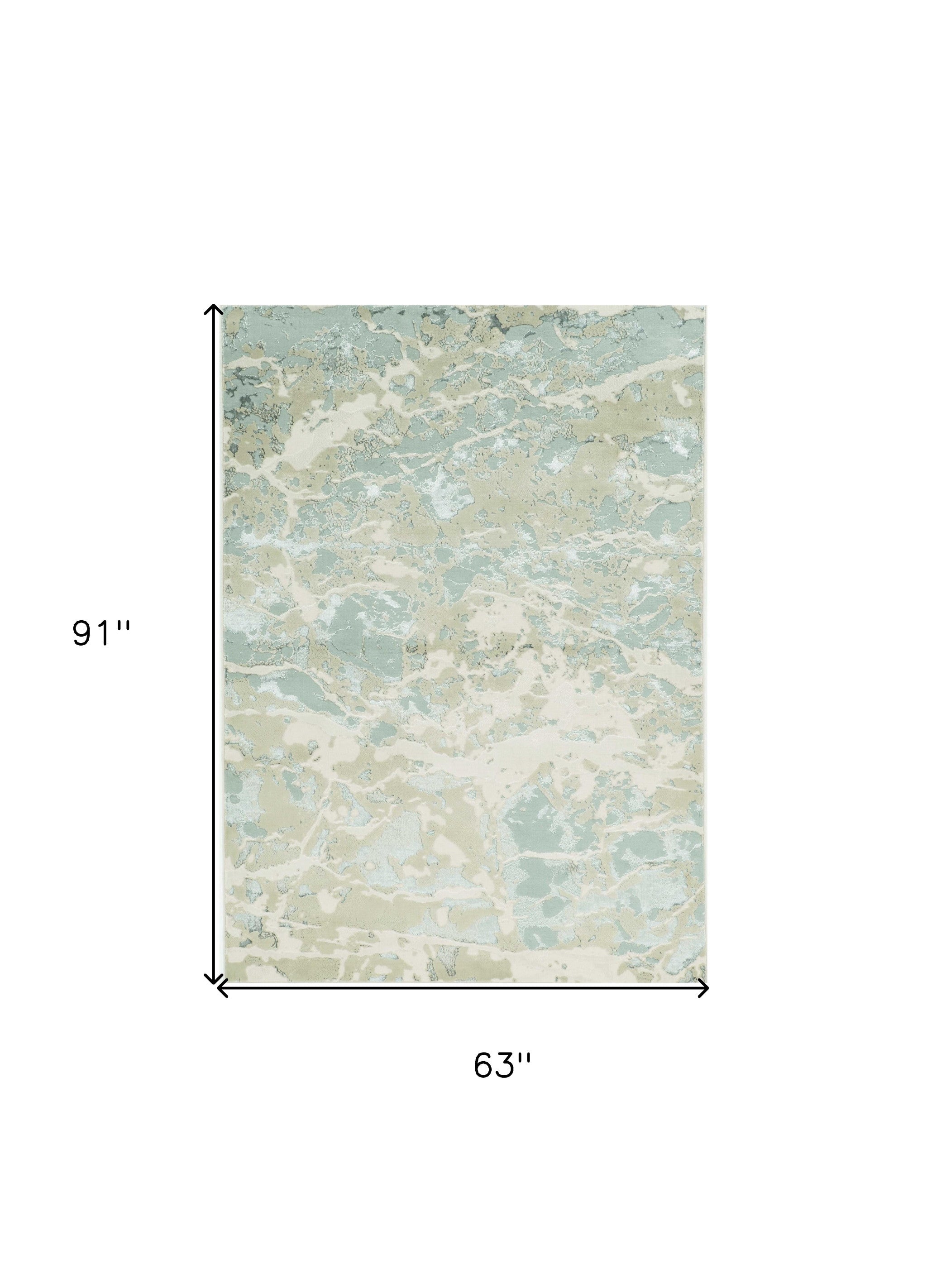 5' X 8' Sand Gray and Green Abstract Area Rug-Area Rugs-DECOROLALA