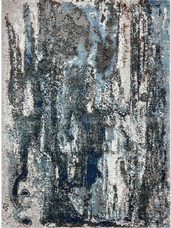 5' X 8' Shades of Blue and Gray Abstract Marble Area Rug-Area Rugs-DECOROLALA
